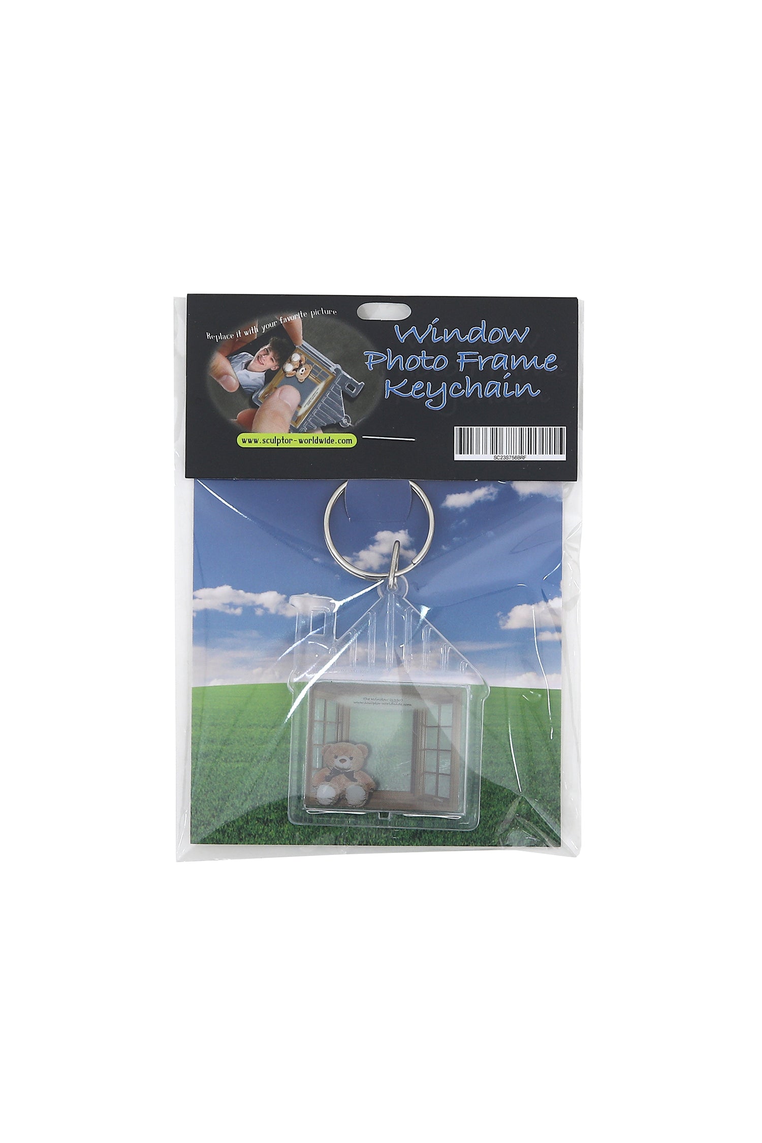 Window Photo Frame Keychain Classic Wooden Window