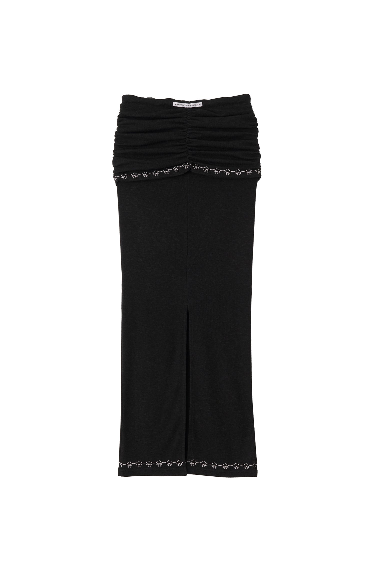 Shirring Layered Maxi Skirt Black