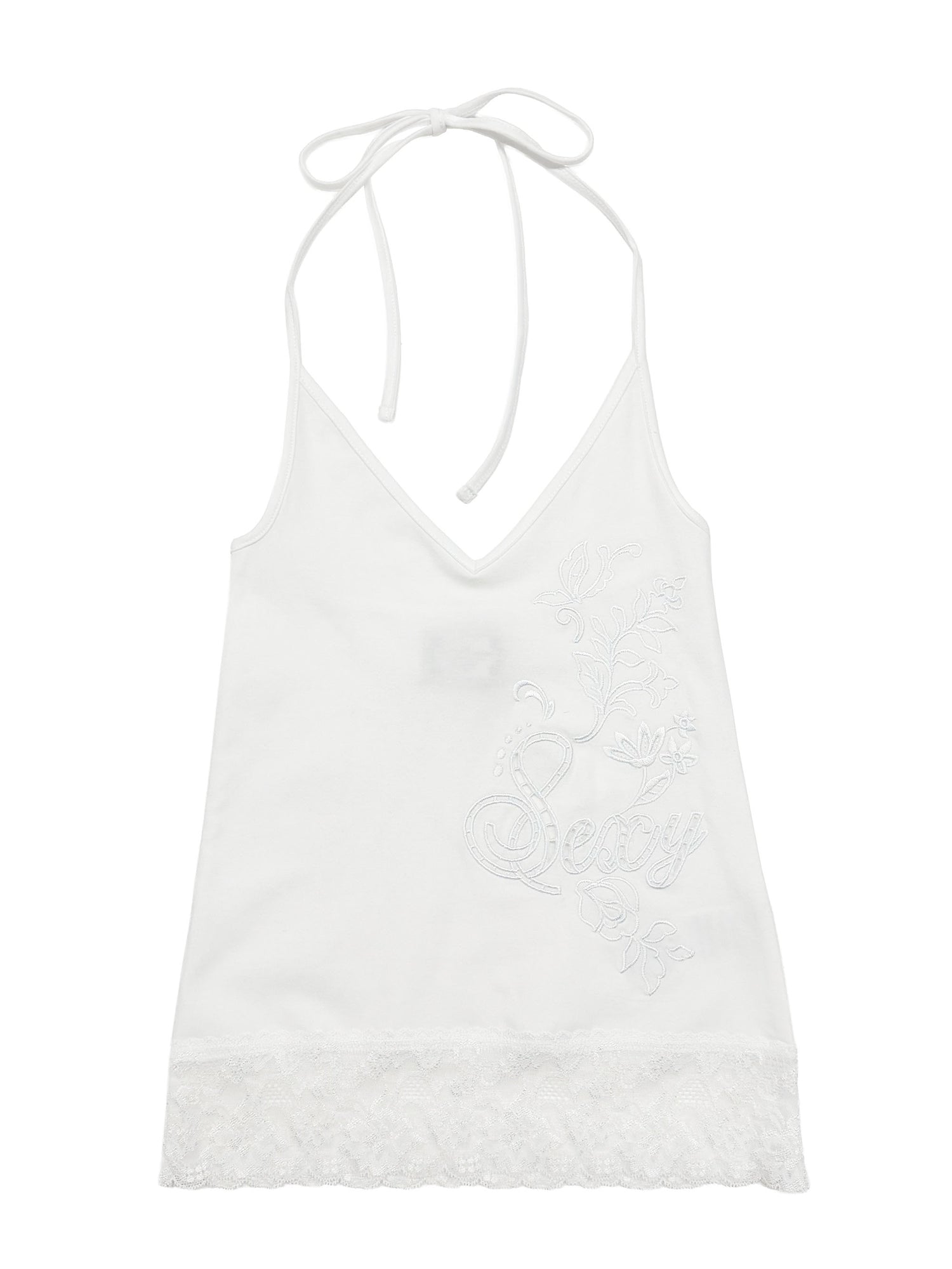 Eyelet Embroidery Halter Top White