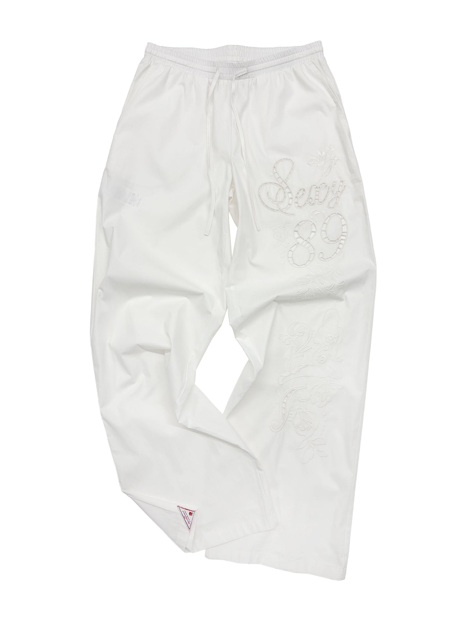 Eyelet Embroidery Pants White