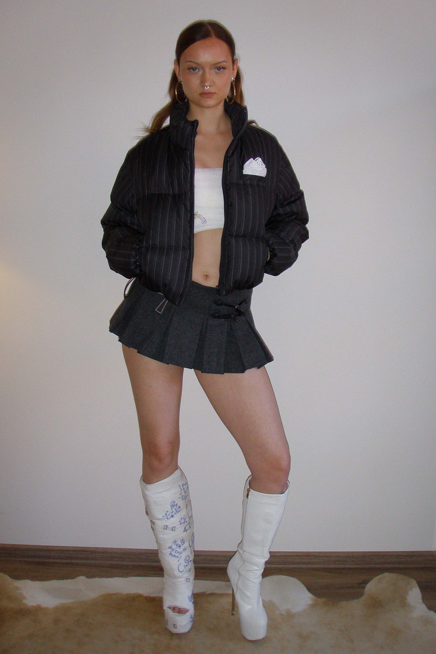 So Demure Cropped Puffer Down Faded Black