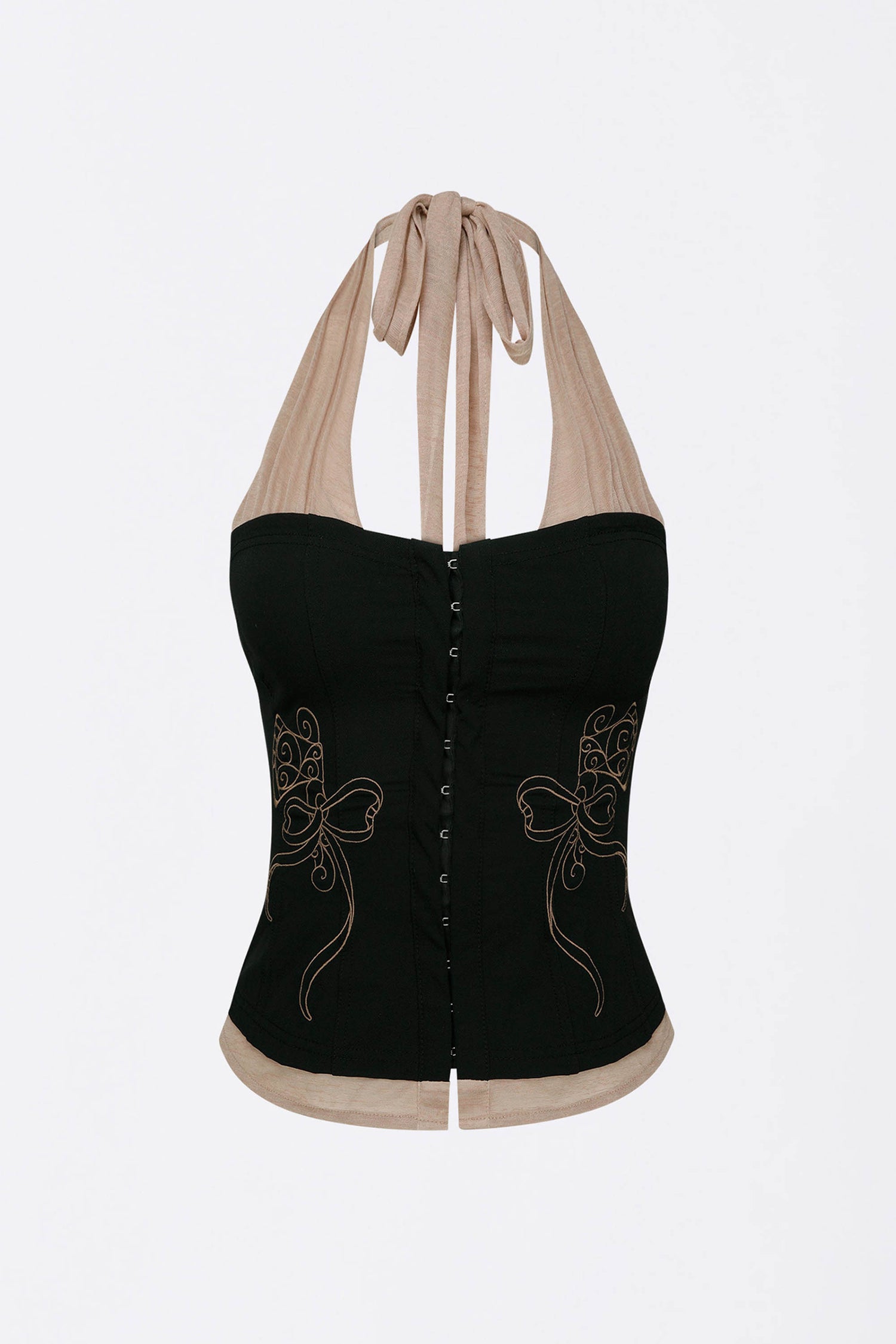 Farm Corset Halter Top Black/Skin
