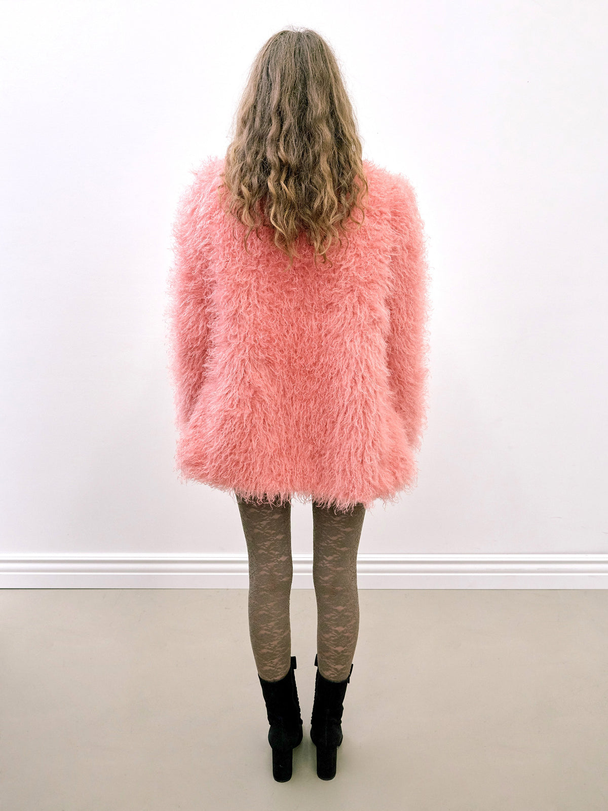 Faux Shaggy Fur Coat Pink