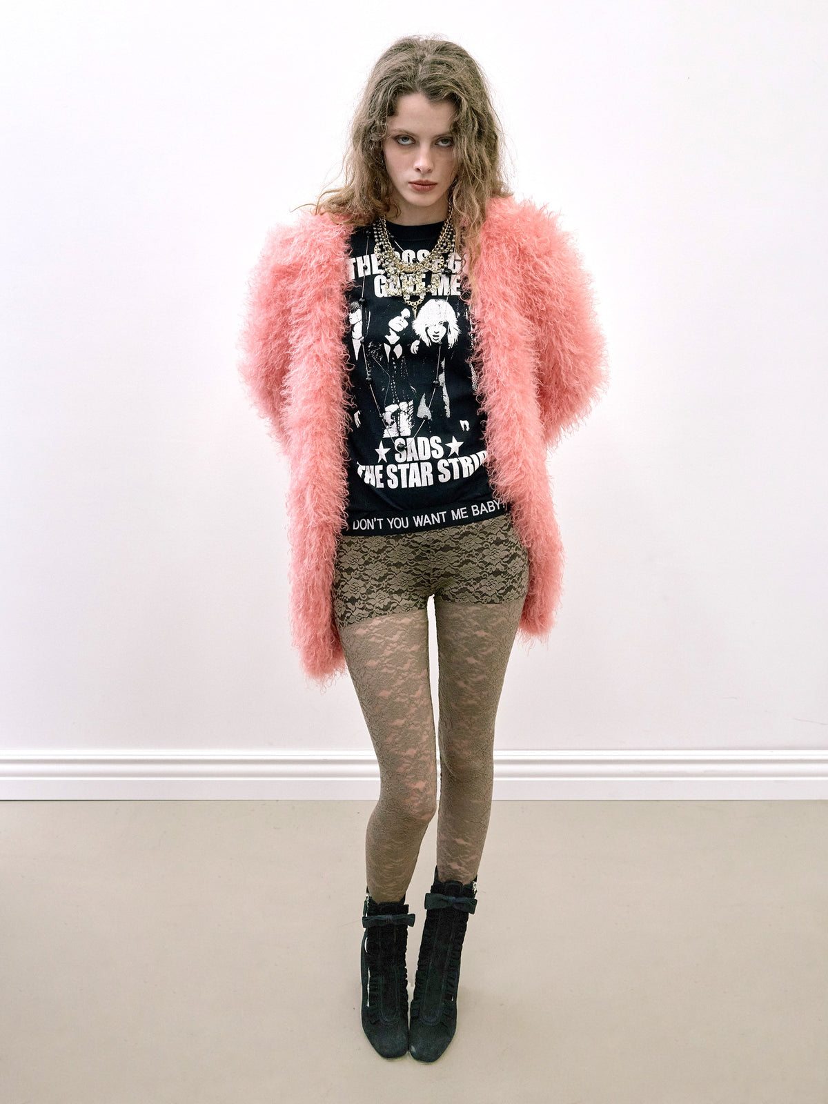 Faux Shaggy Fur Coat Pink