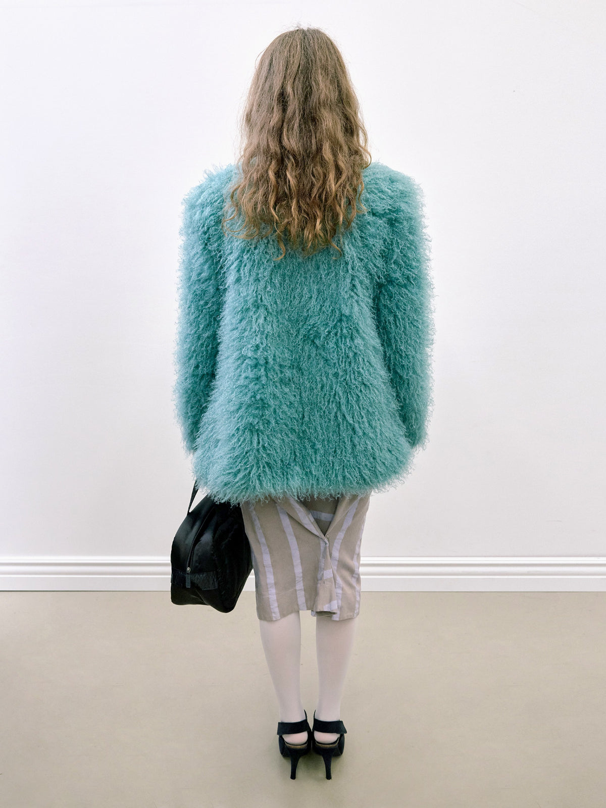 Faux Shaggy Fur Coat Teal