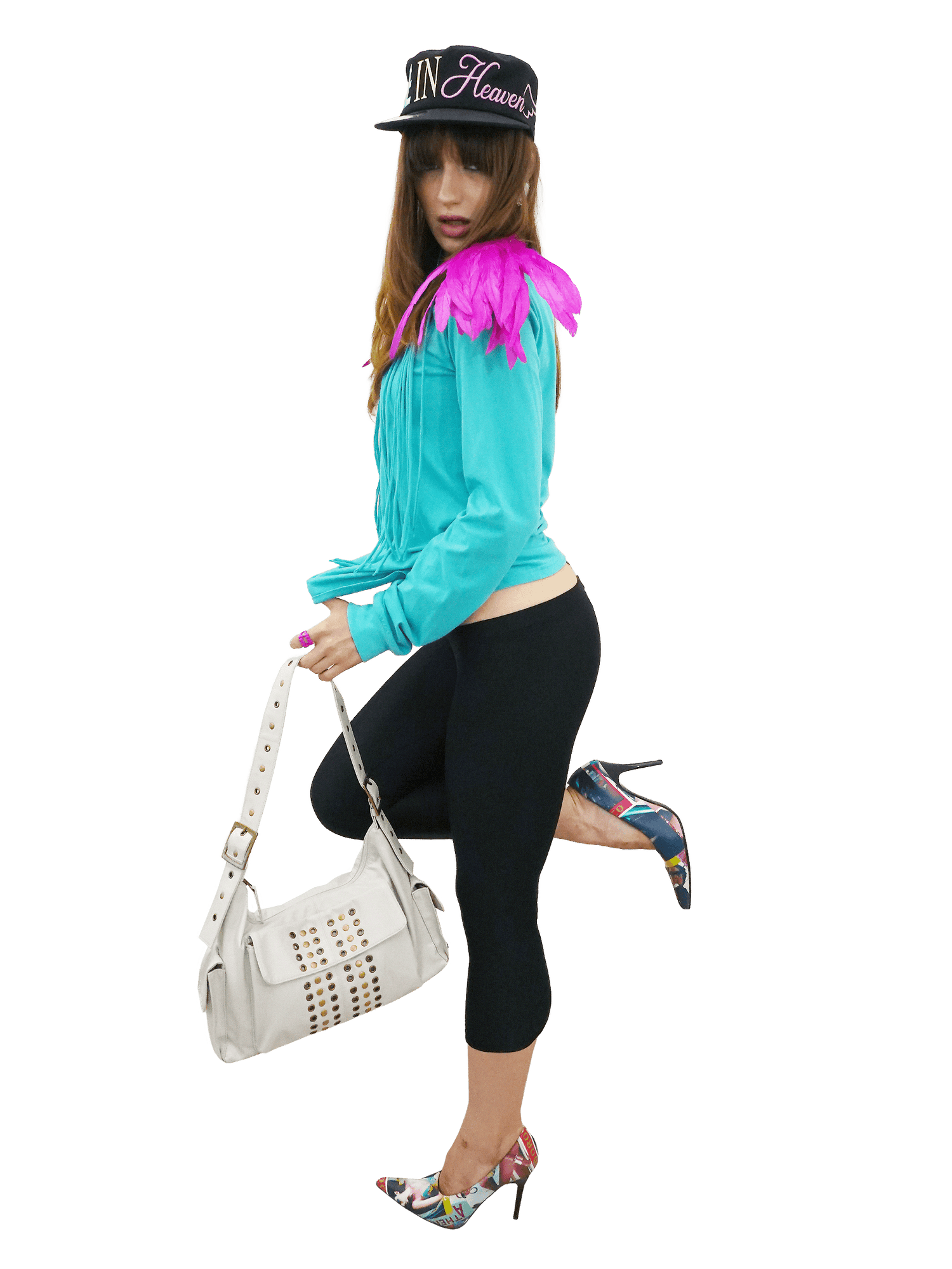 Fringe Sleeve Tee Miami Blue