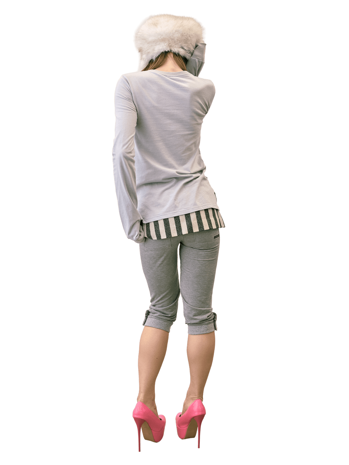 Fringe Sleeve Tee Stone