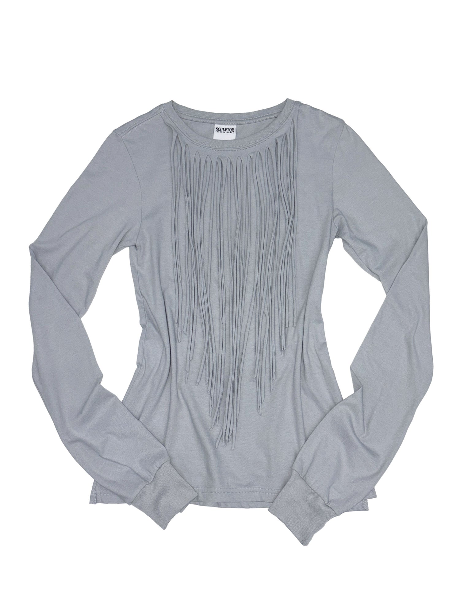 Fringe Sleeve Tee Stone