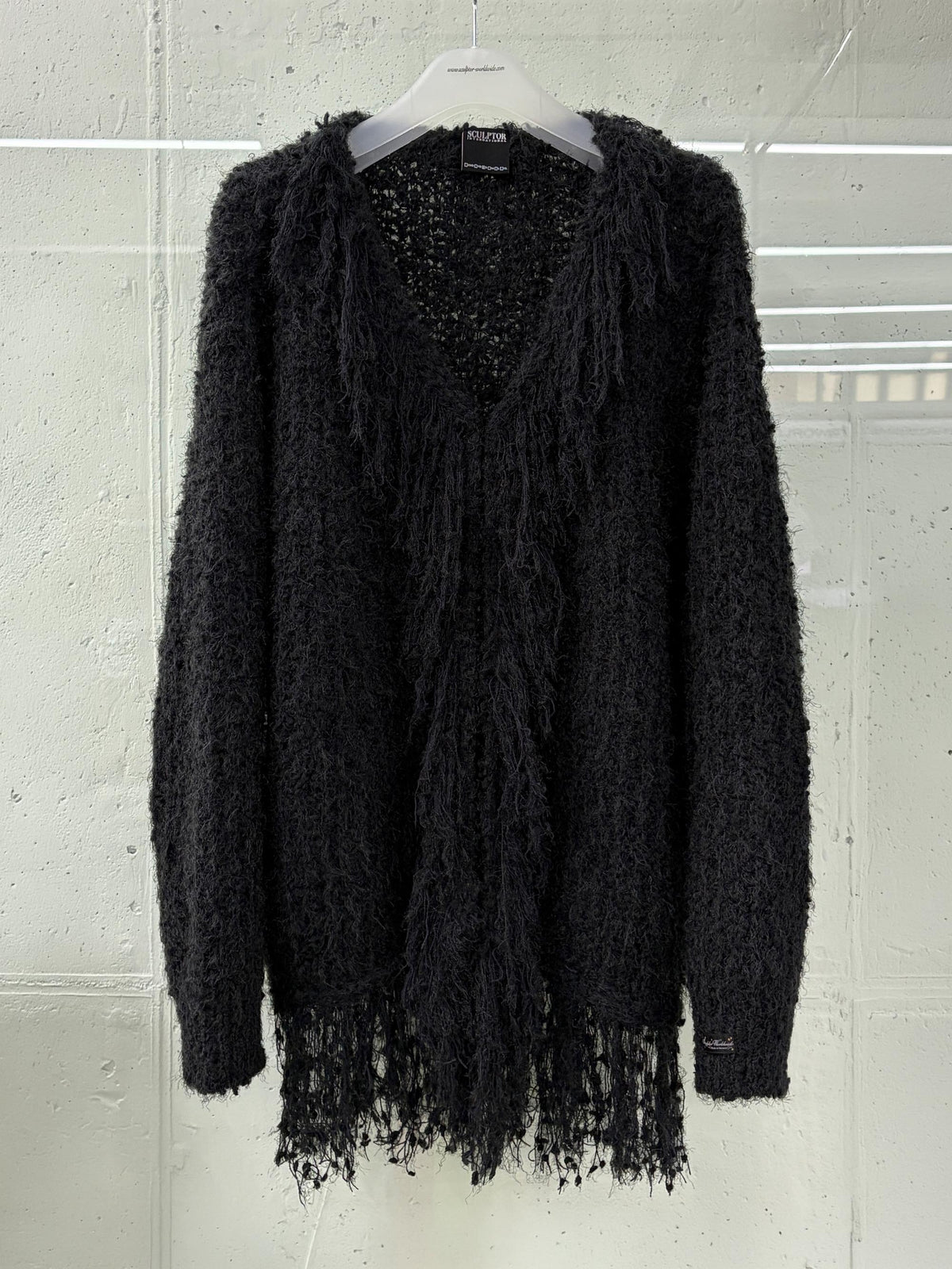 Fuzzy Fringe Cardigan Charcoal