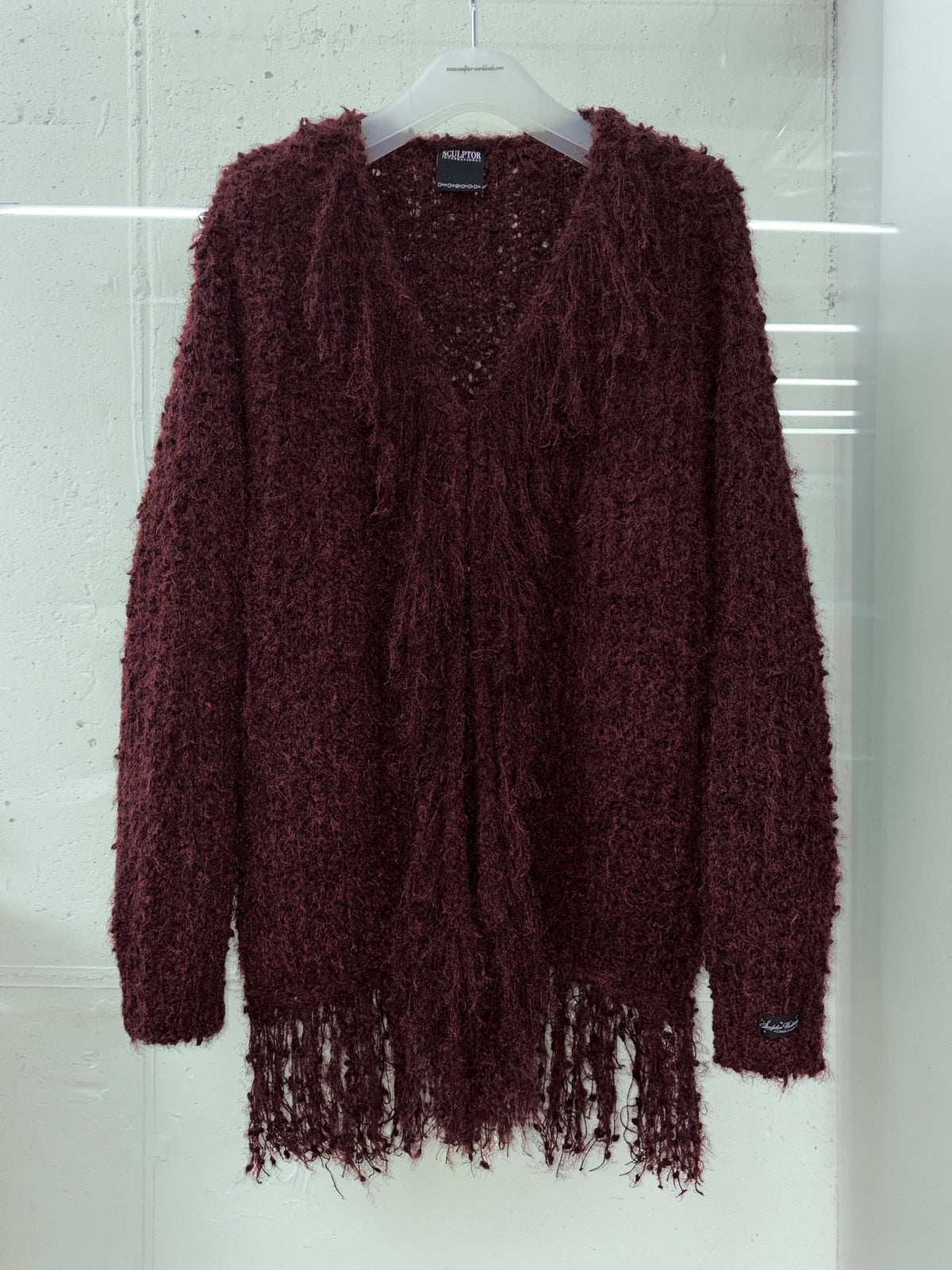 Fuzzy Fringe Cardigan Deep Plum