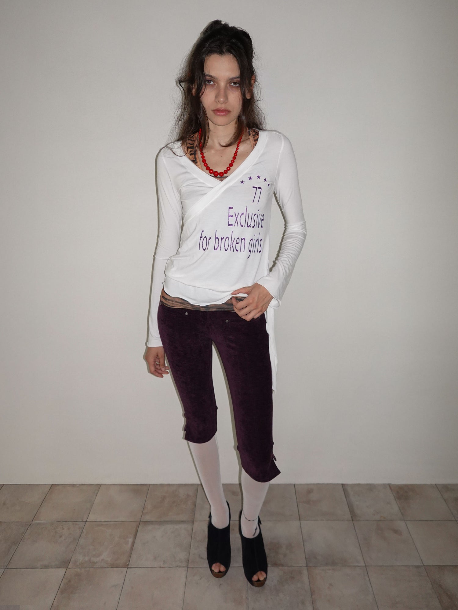 Glitter Wrap Top White