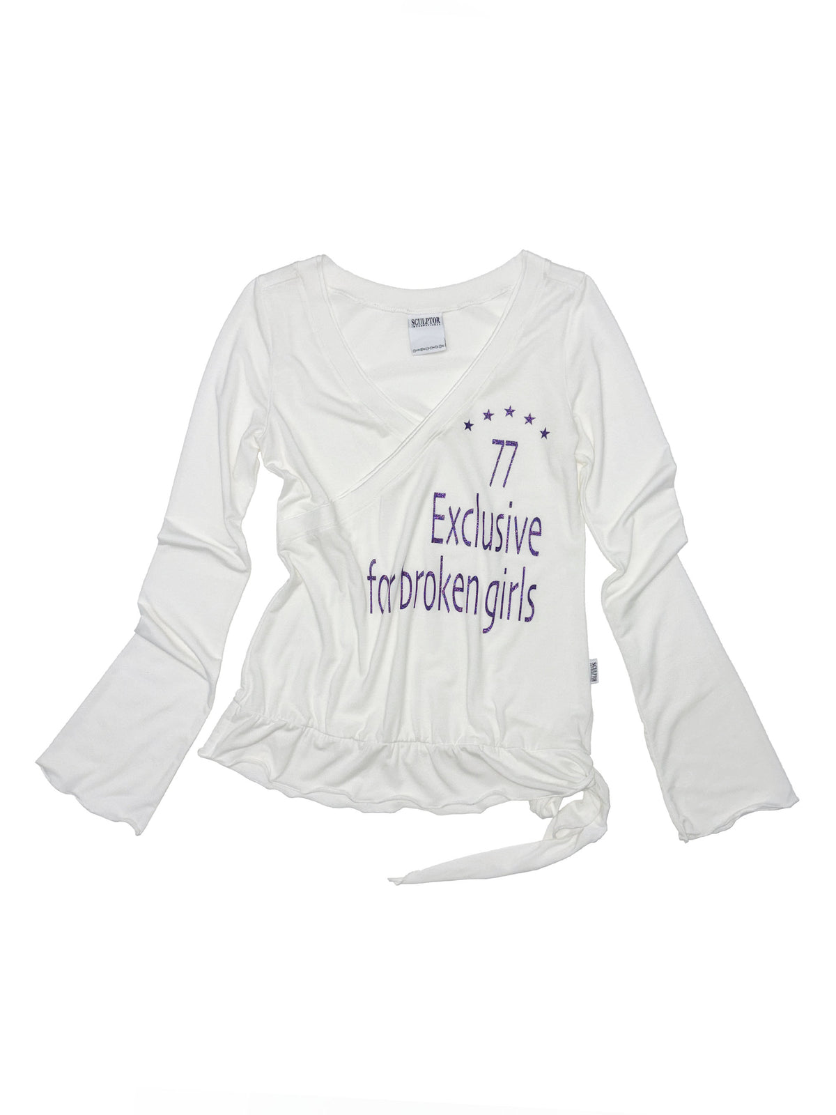 Glitter Wrap Top White
