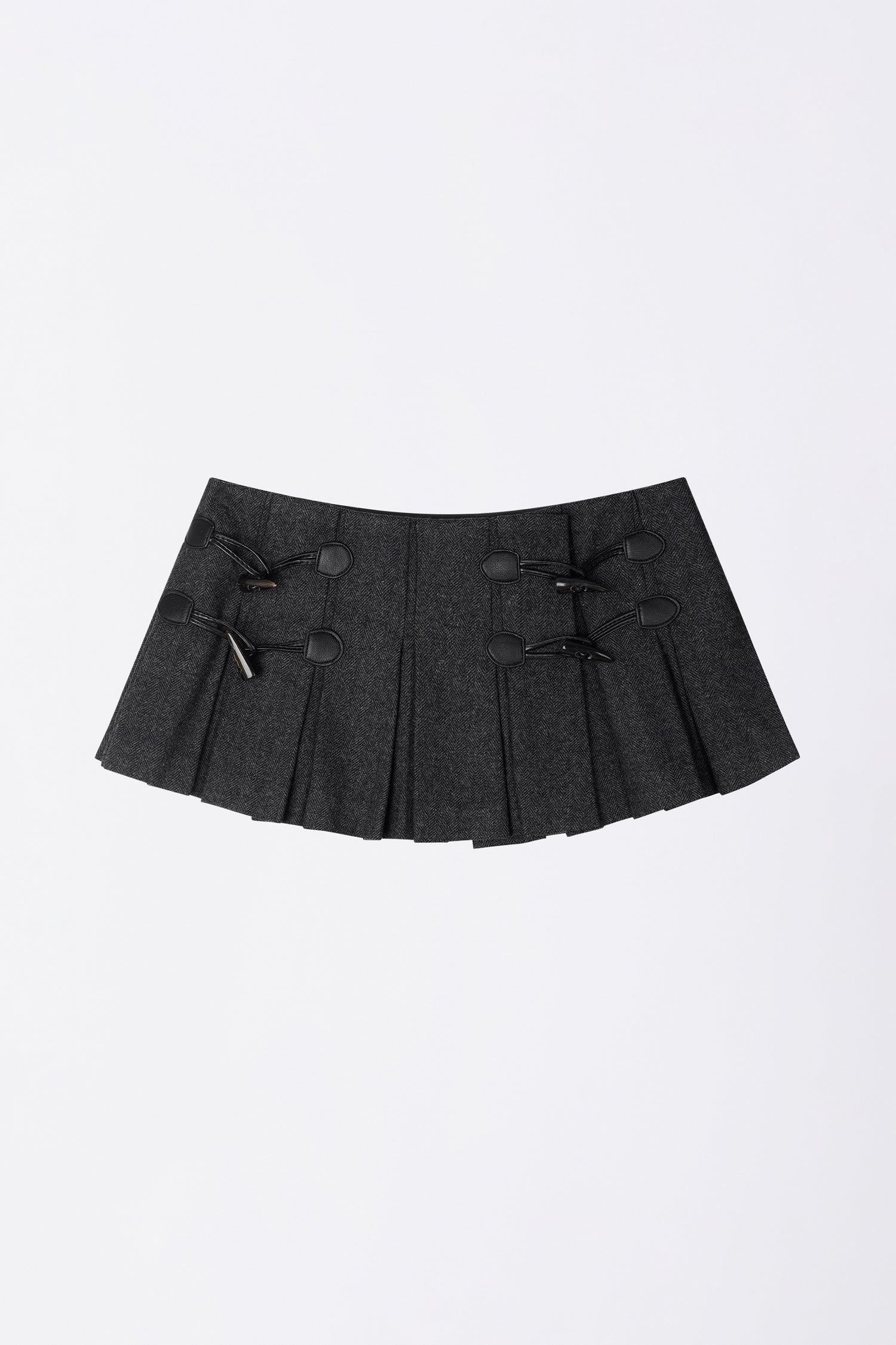 Wool Micro Wrap Skirt Gray