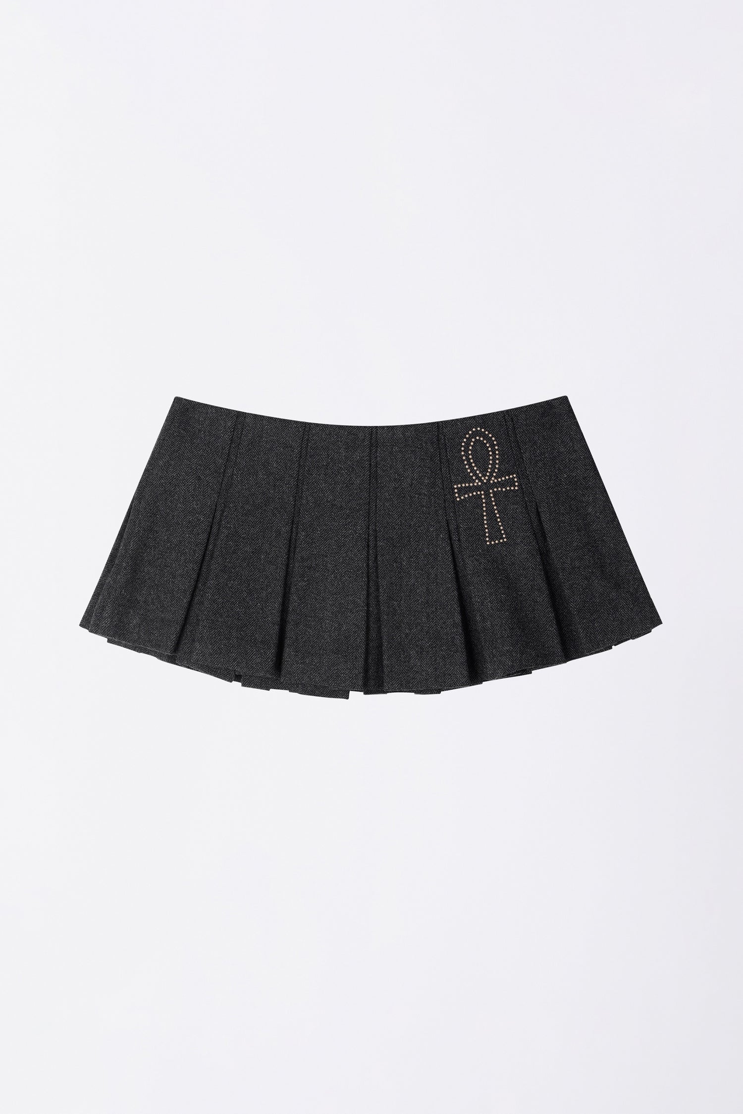 Wool Micro Wrap Skirt Gray