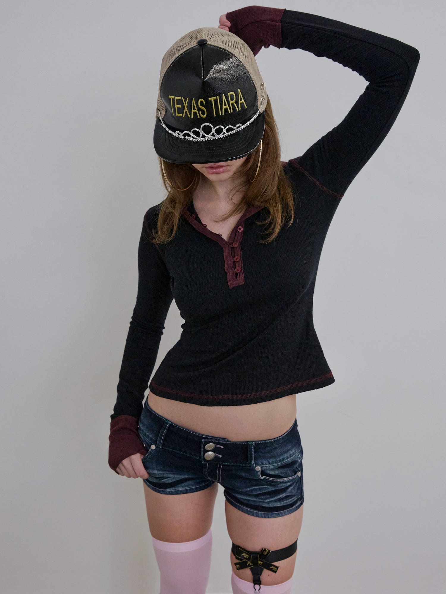 Heather Hoodie Tee Black