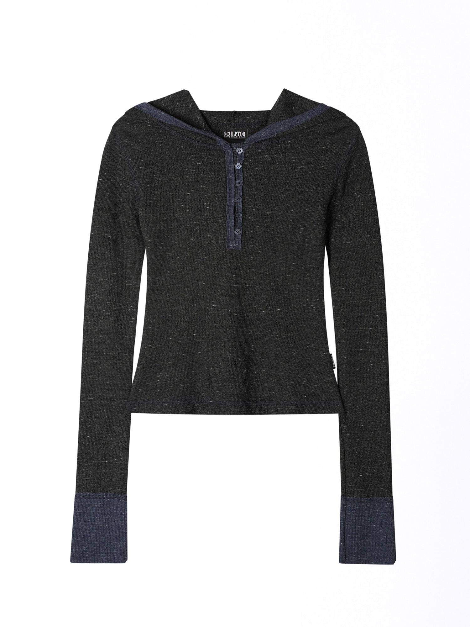Heather Hoodie Tee Charcoal