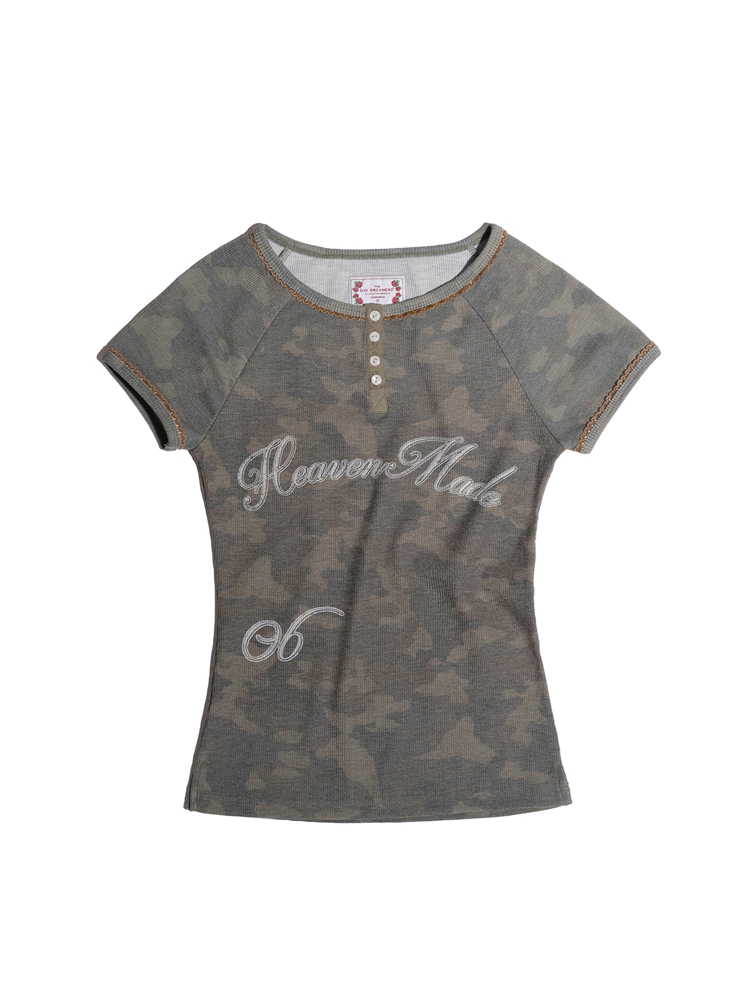 Heavenly Button Down Camo Tee Forest
