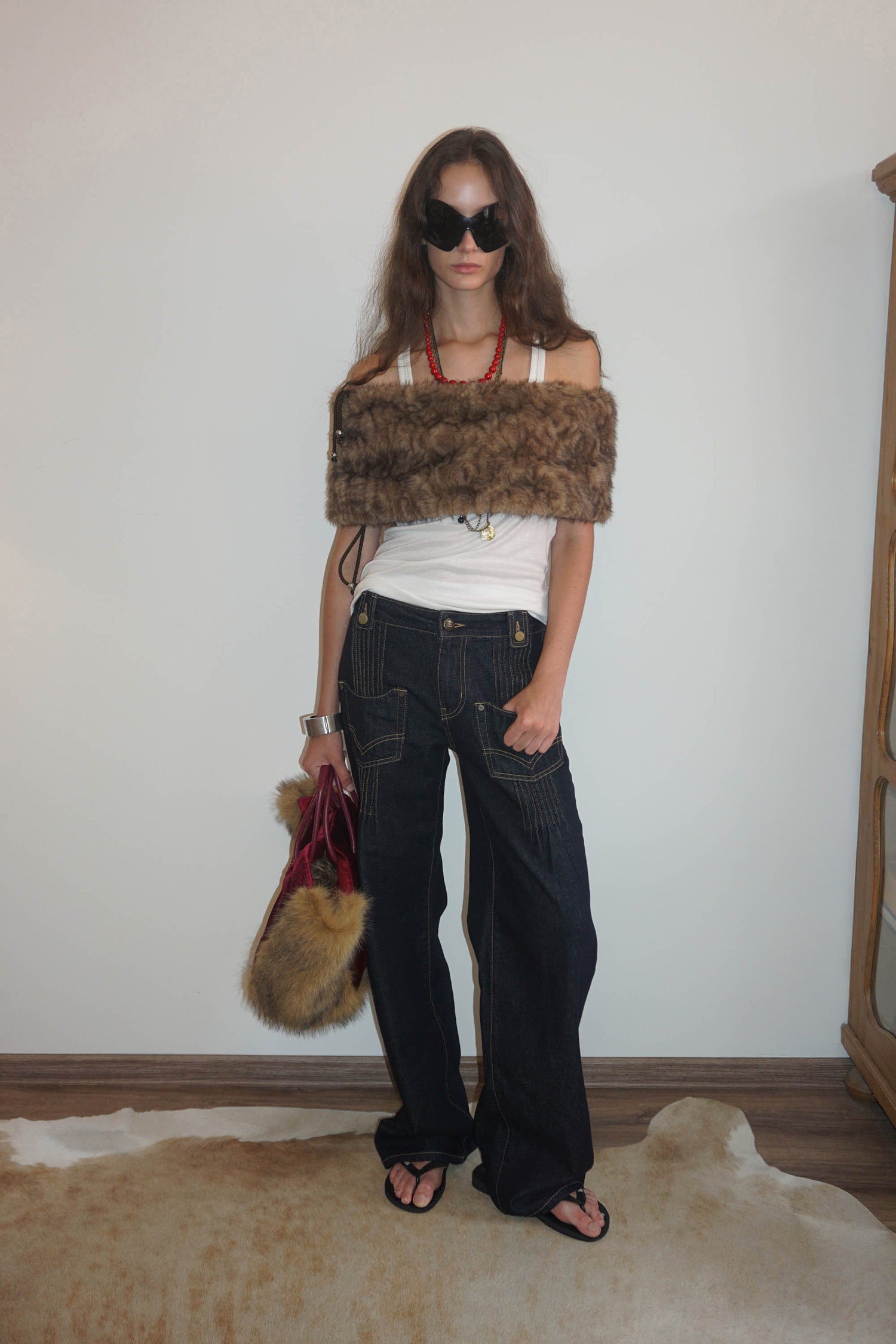 Pintuck Pocket Denim Pants Indigo