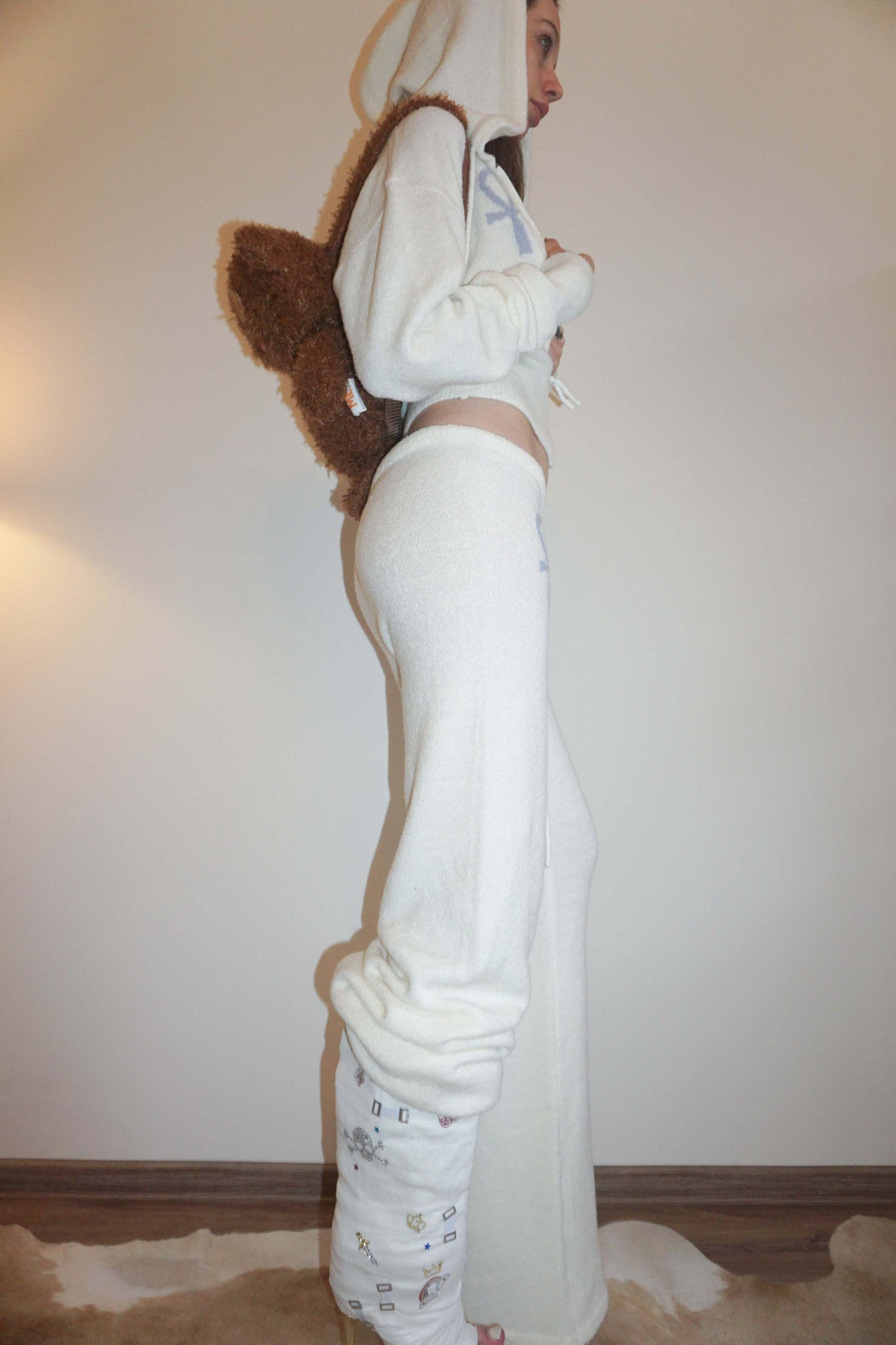 Ankh Boucle Knit Cardigan Ivory