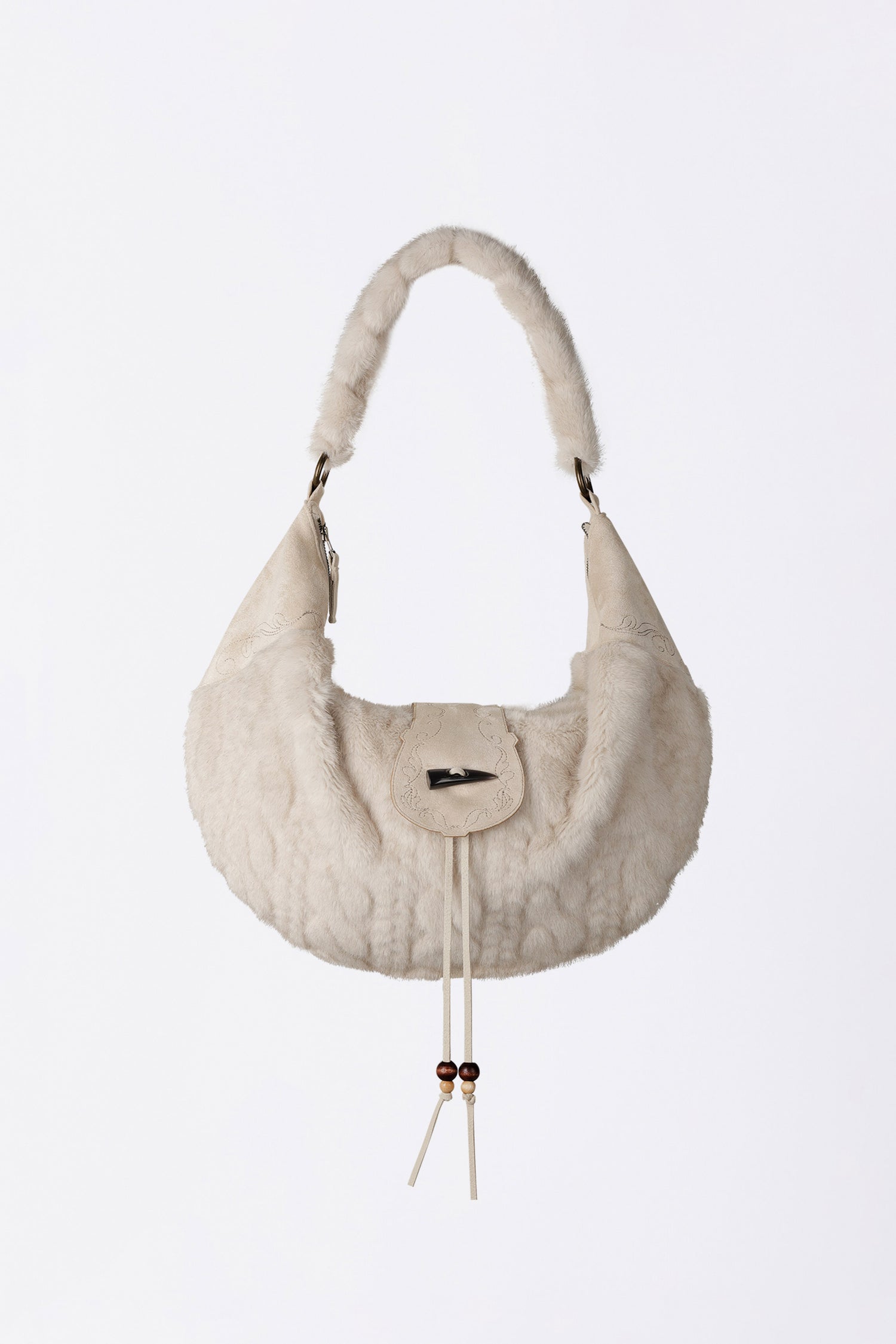 Horseshoe Fur Bag Ivory