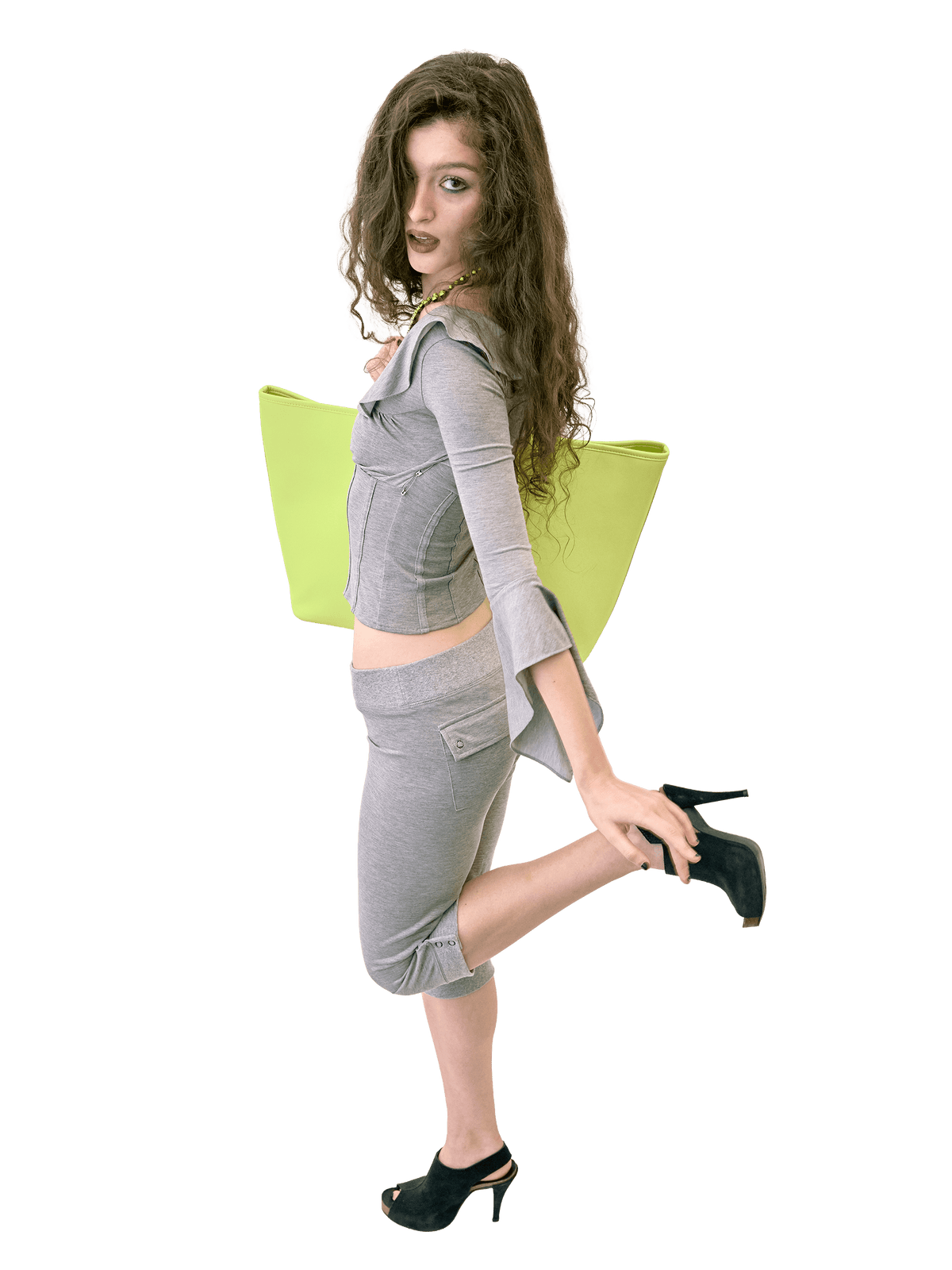 Jersey Capri Pants Melange Gray