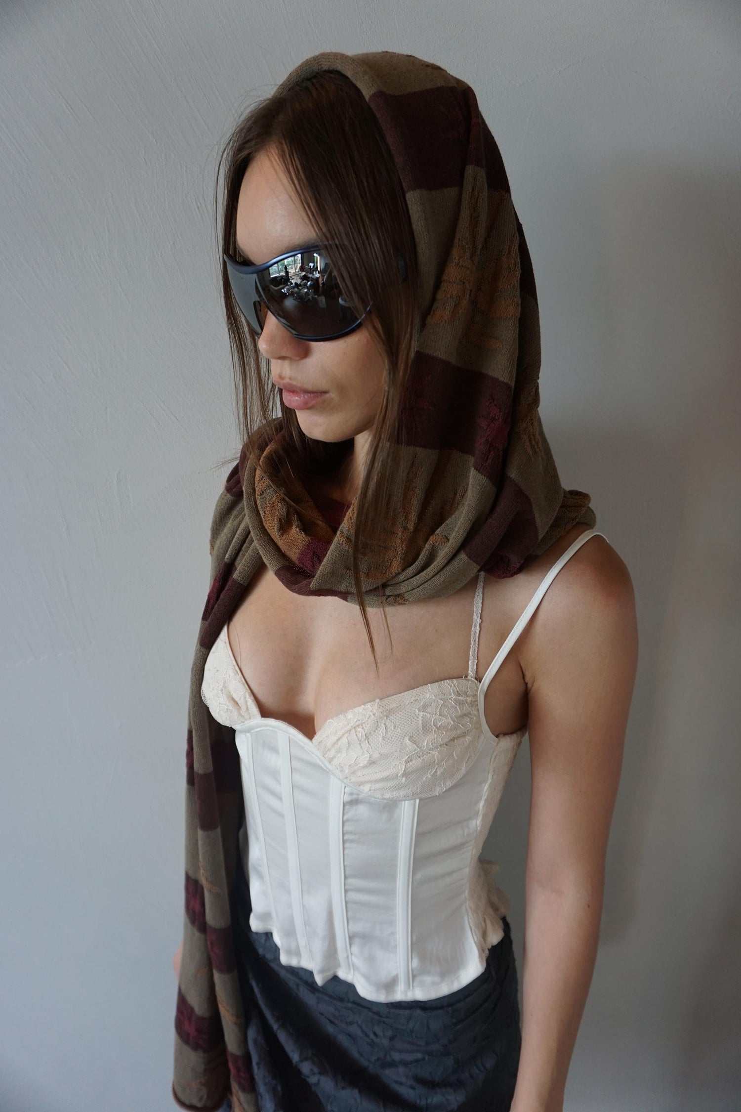 Striped Jacquard Scarf Khaki/Brown