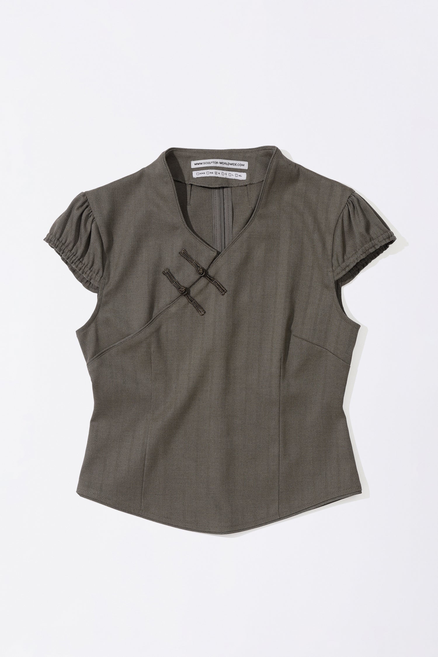 Wool Qipao Blouse Khaki Brown