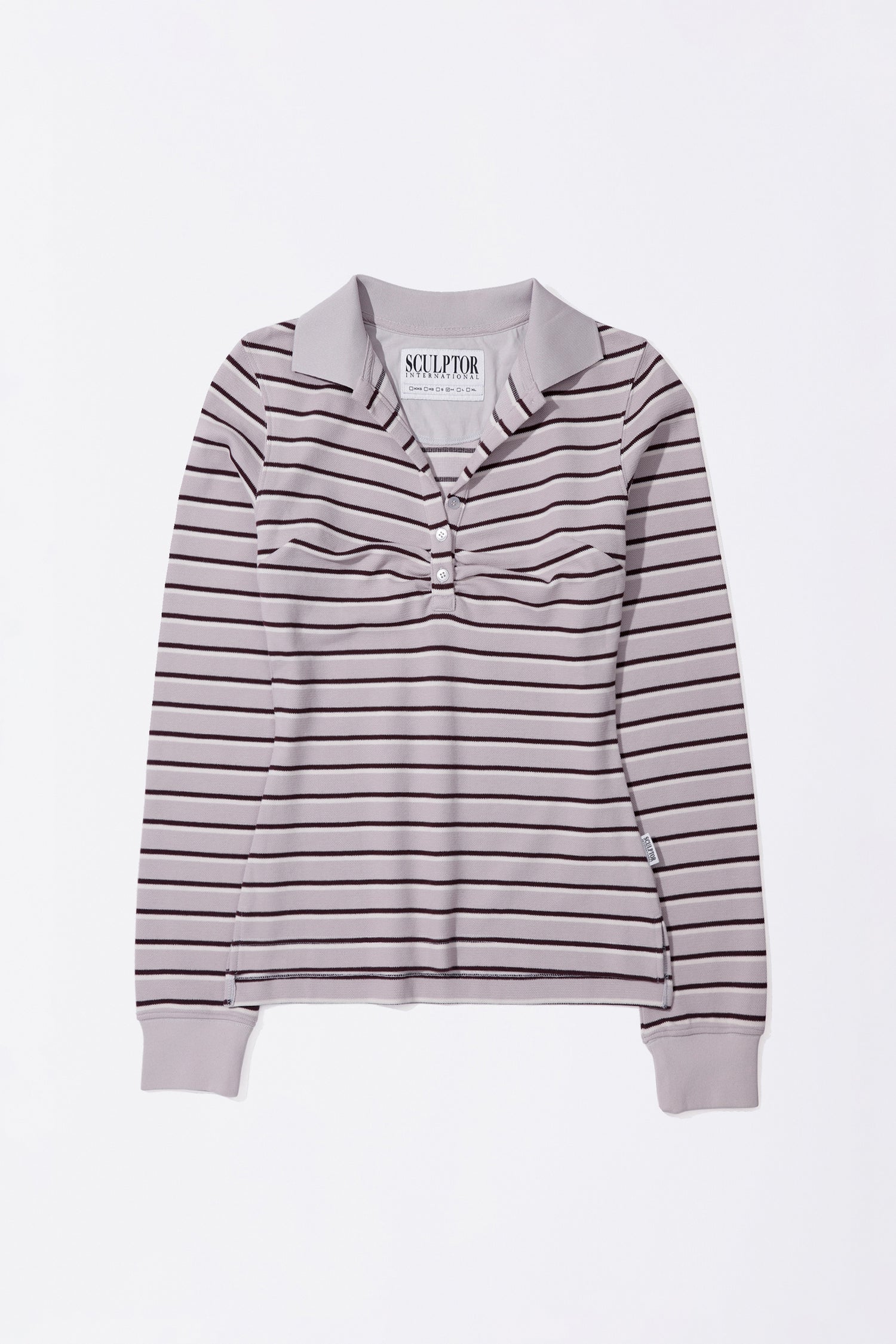 Shirring Tennis Shirt Lavender Stripe