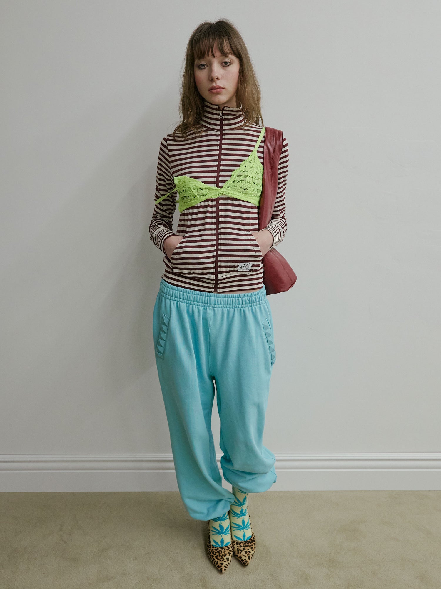 Light Weight Striped Jersey Burgundy