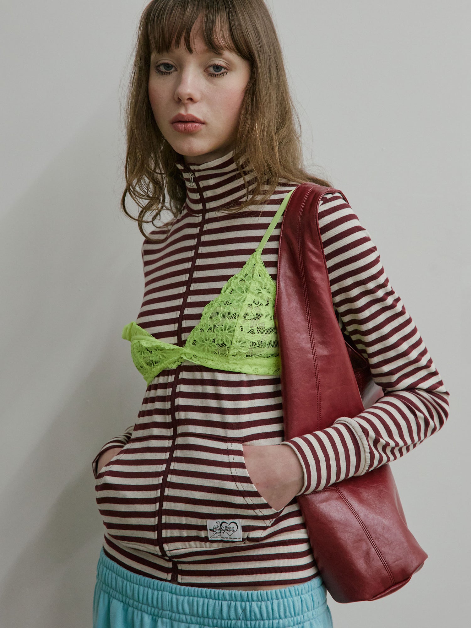 Light Weight Striped Jersey Burgundy