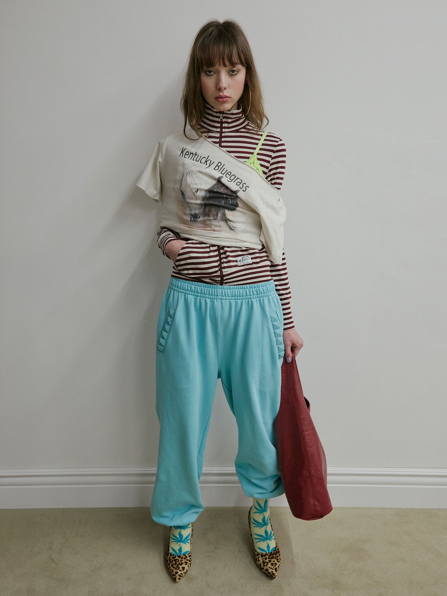 Light Weight Striped Jersey Burgundy