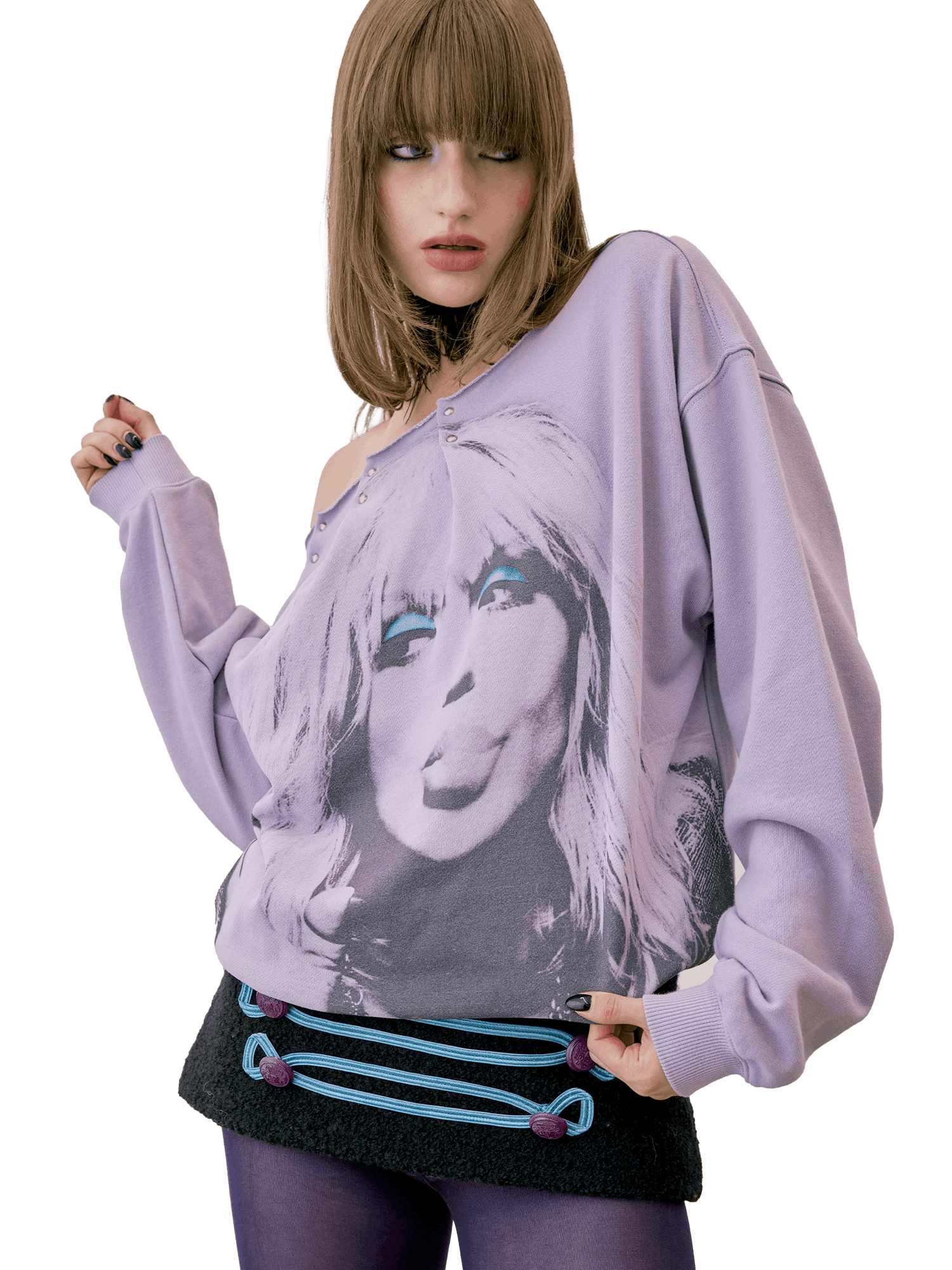 Love Pintuck Sweatshirt Ube Purple