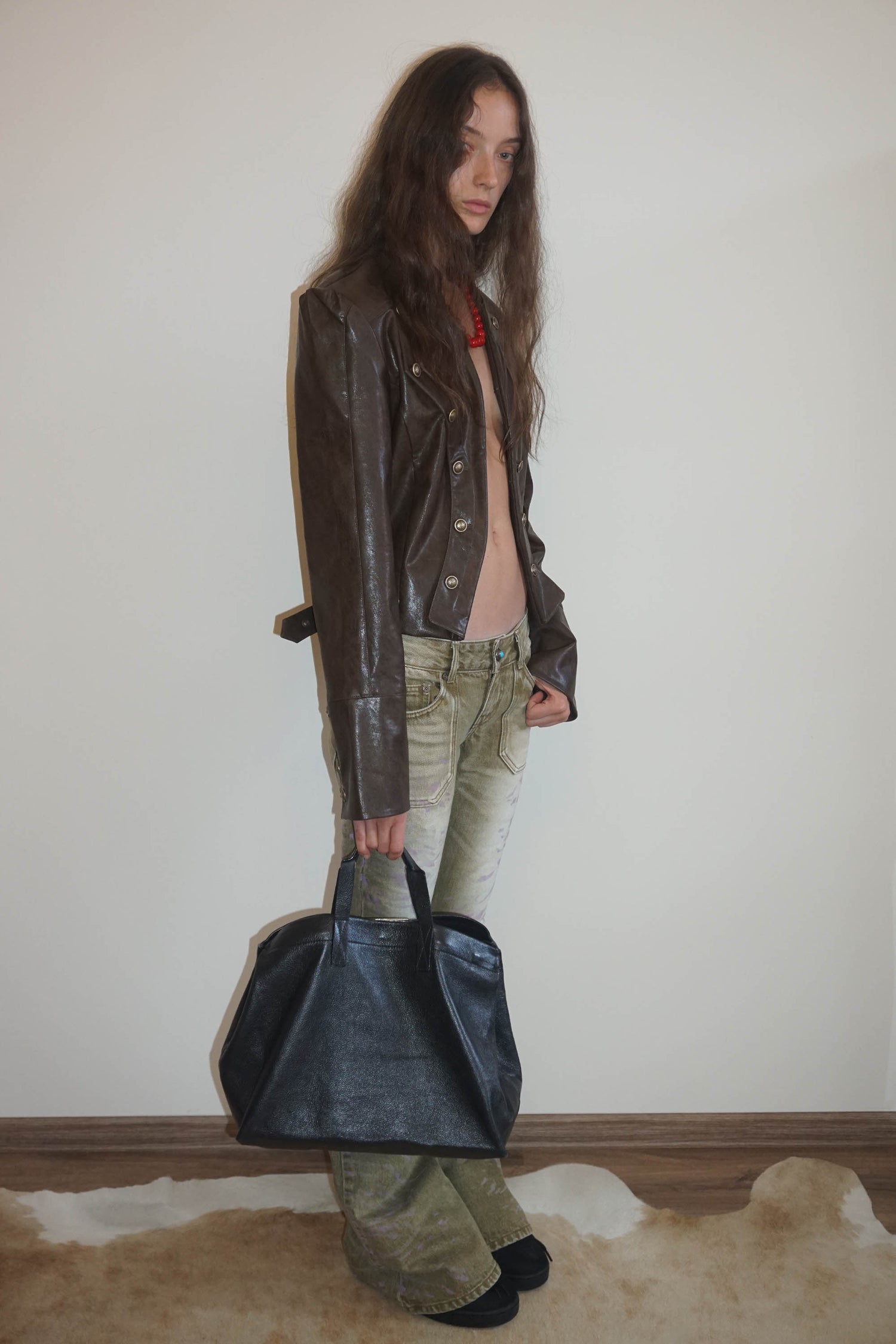Napoleon Eco Leather Jacket Matte Brown