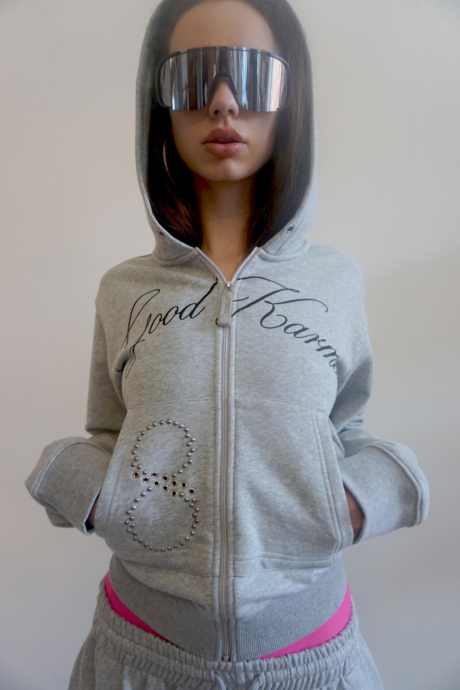 Karma Hooded Zip-Up Melange Gray