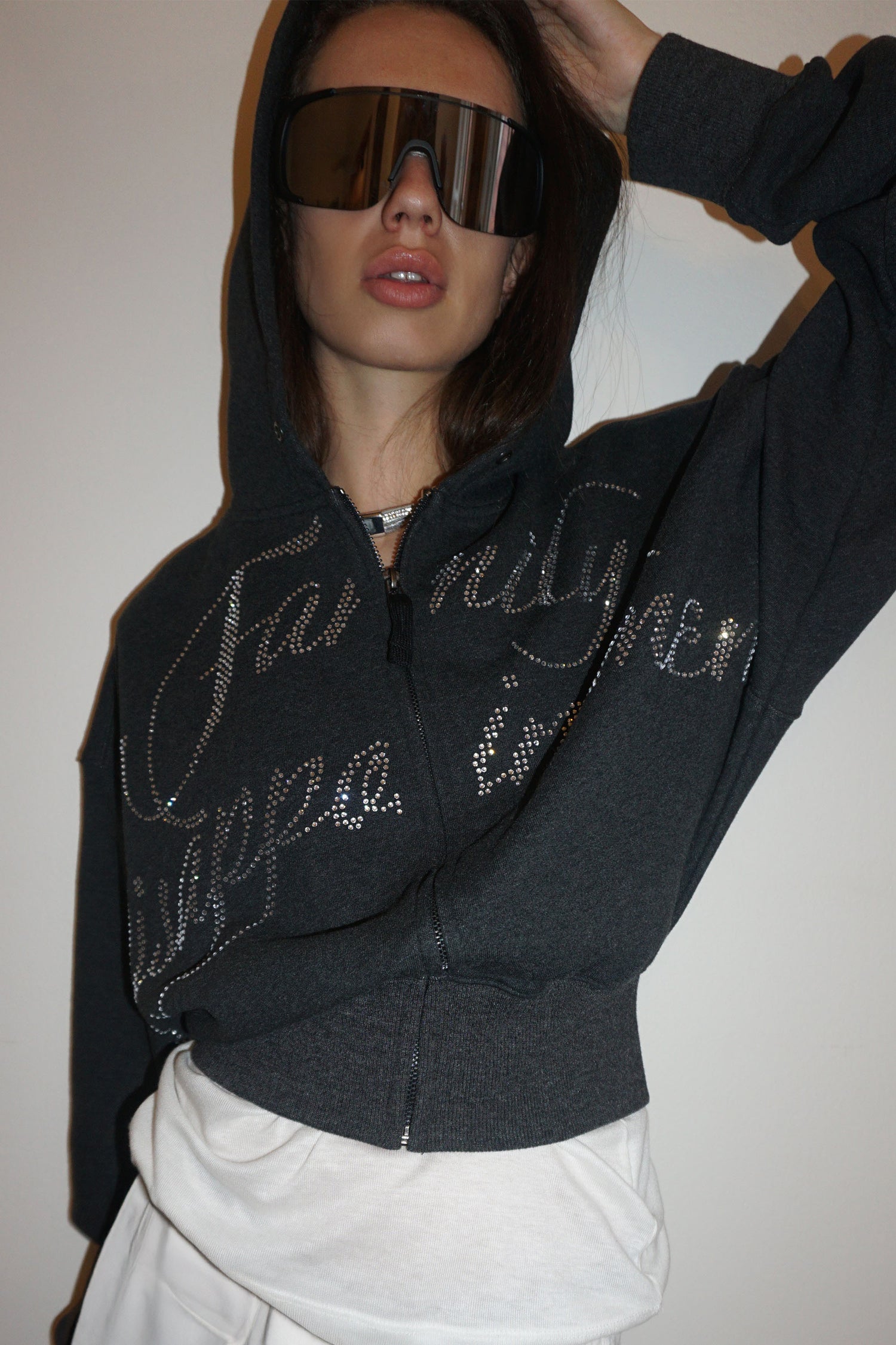 Bad Seed Jewel Hooded Zip-Up Melange Charcoal