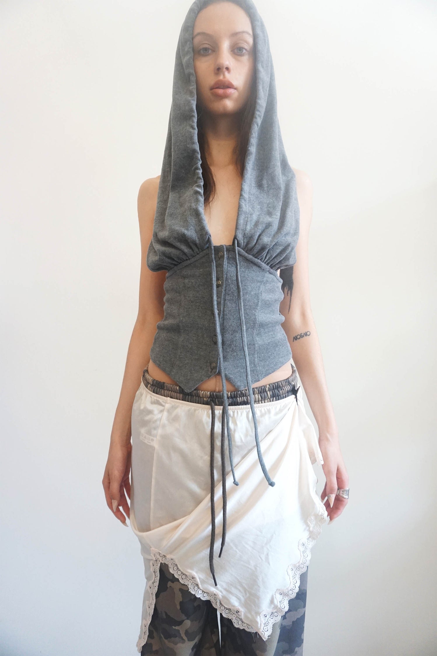 Classic Sleeveless Hoodie Melange Gray