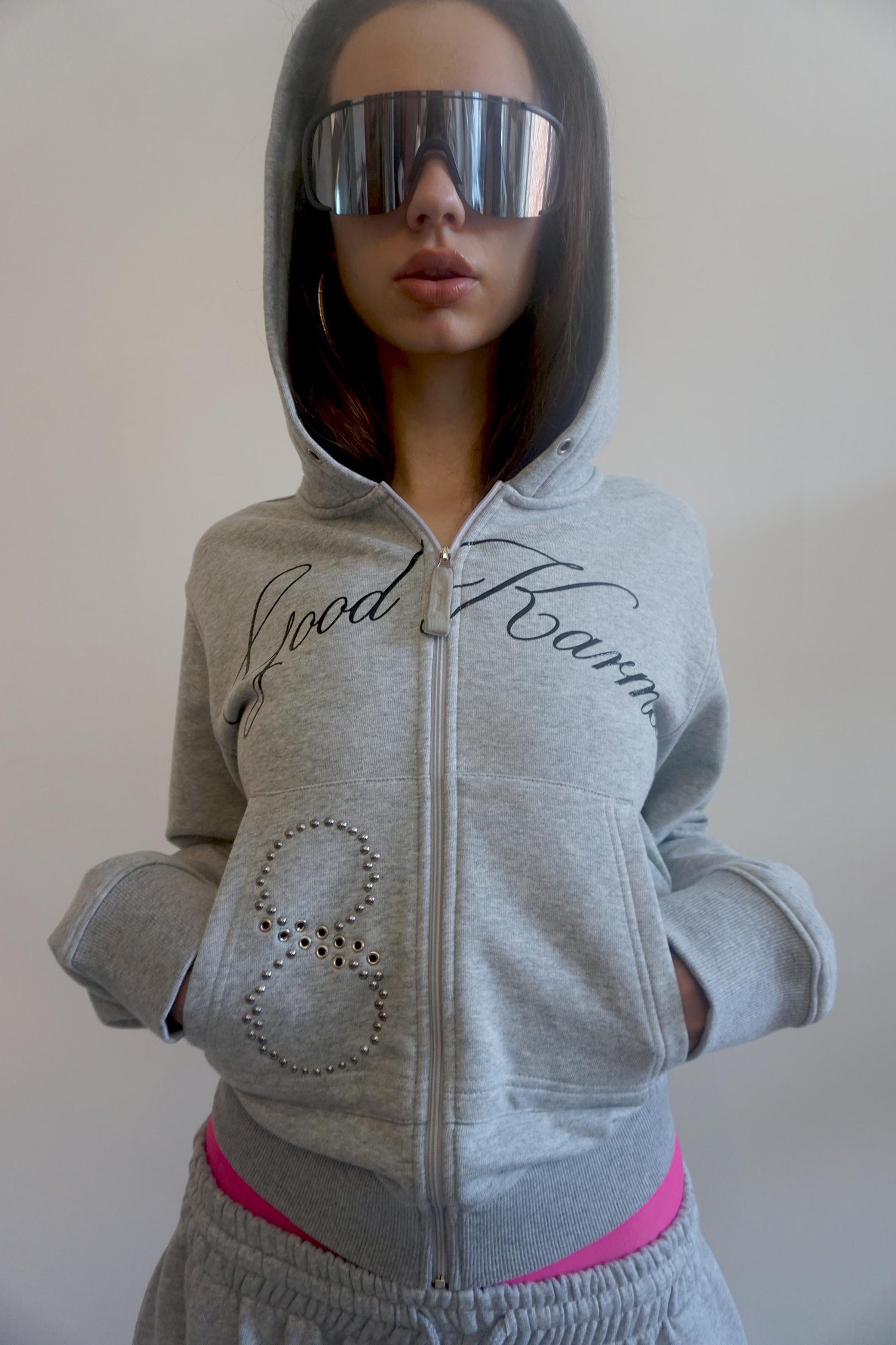 Karma Hooded Zip-Up Melange Gray