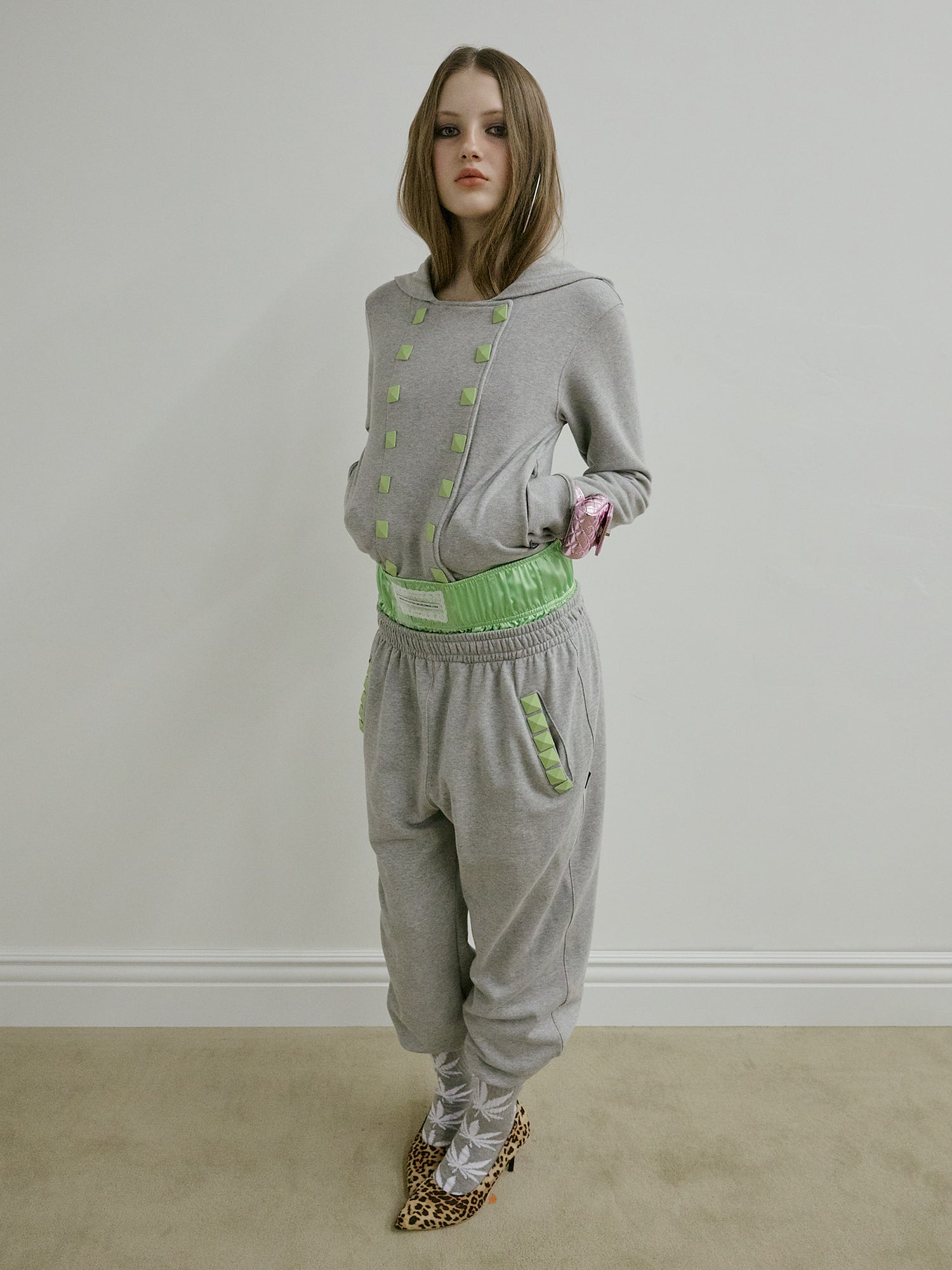 Napoleon Stud Sweatpants Melange Gray