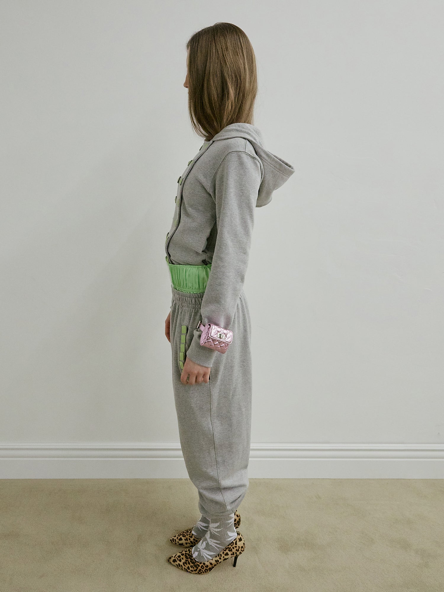 Napoleon Stud Hoodie Melange Gray