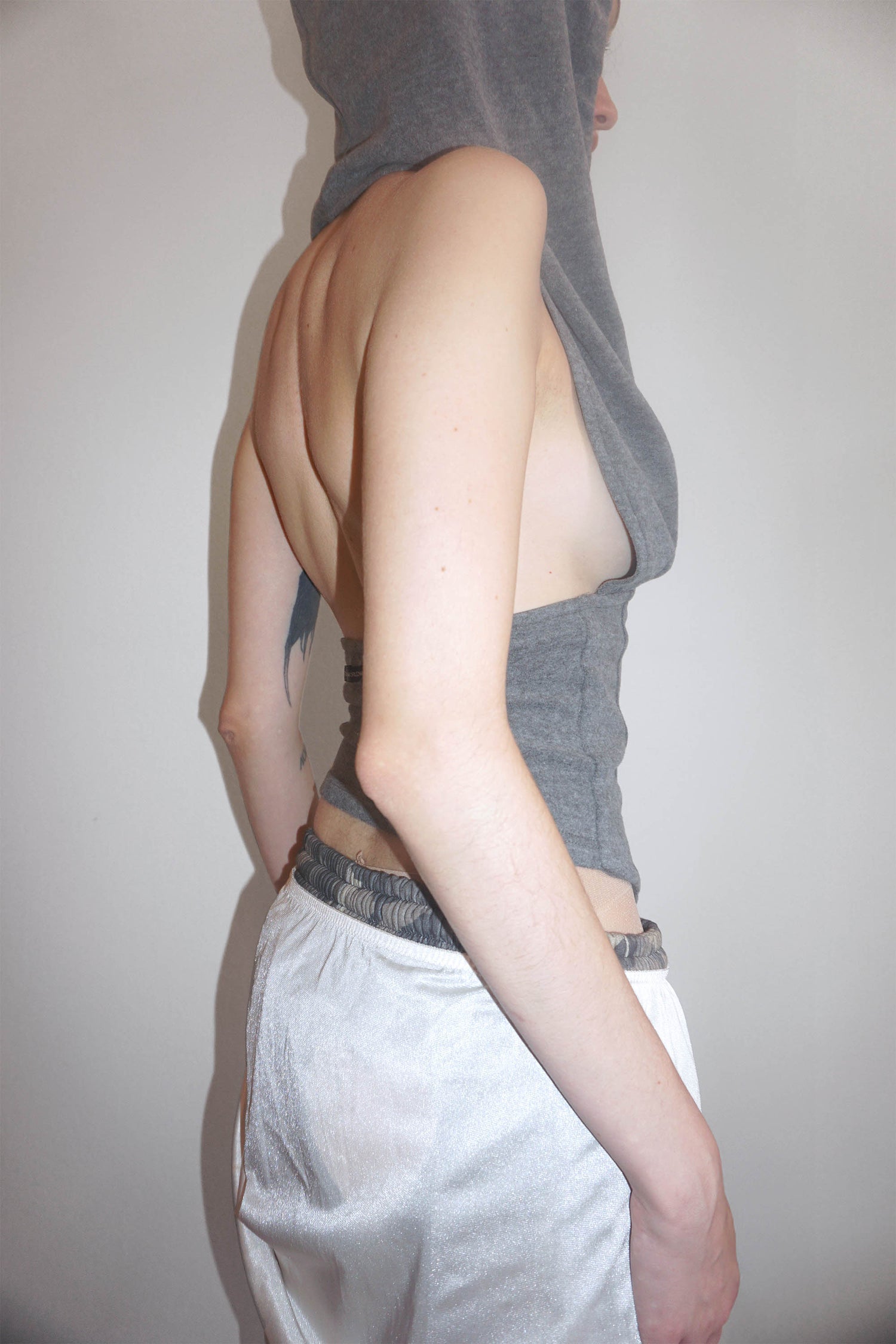 Classic Sleeveless Hoodie Melange Gray