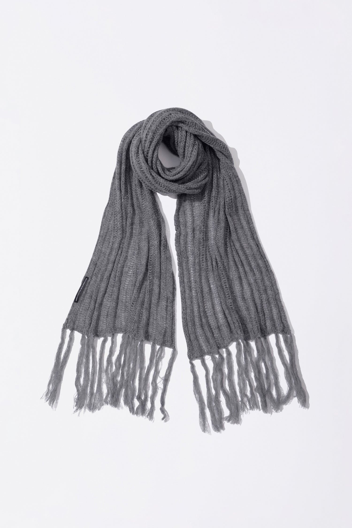 Fluffy Fringe Scarf Melange Gray