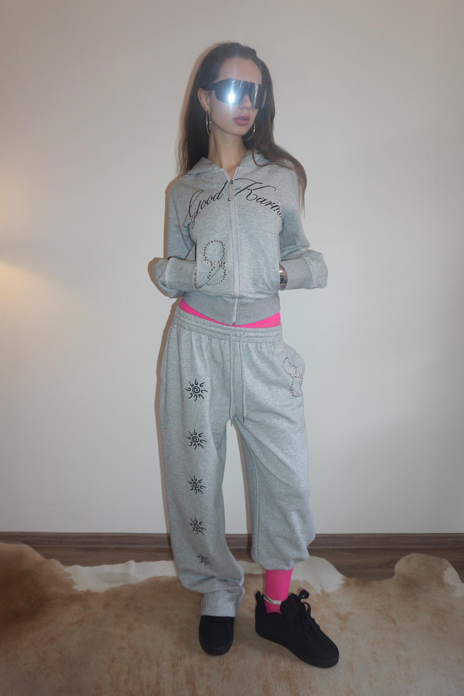 Karma Hooded Zip-Up Melange Gray