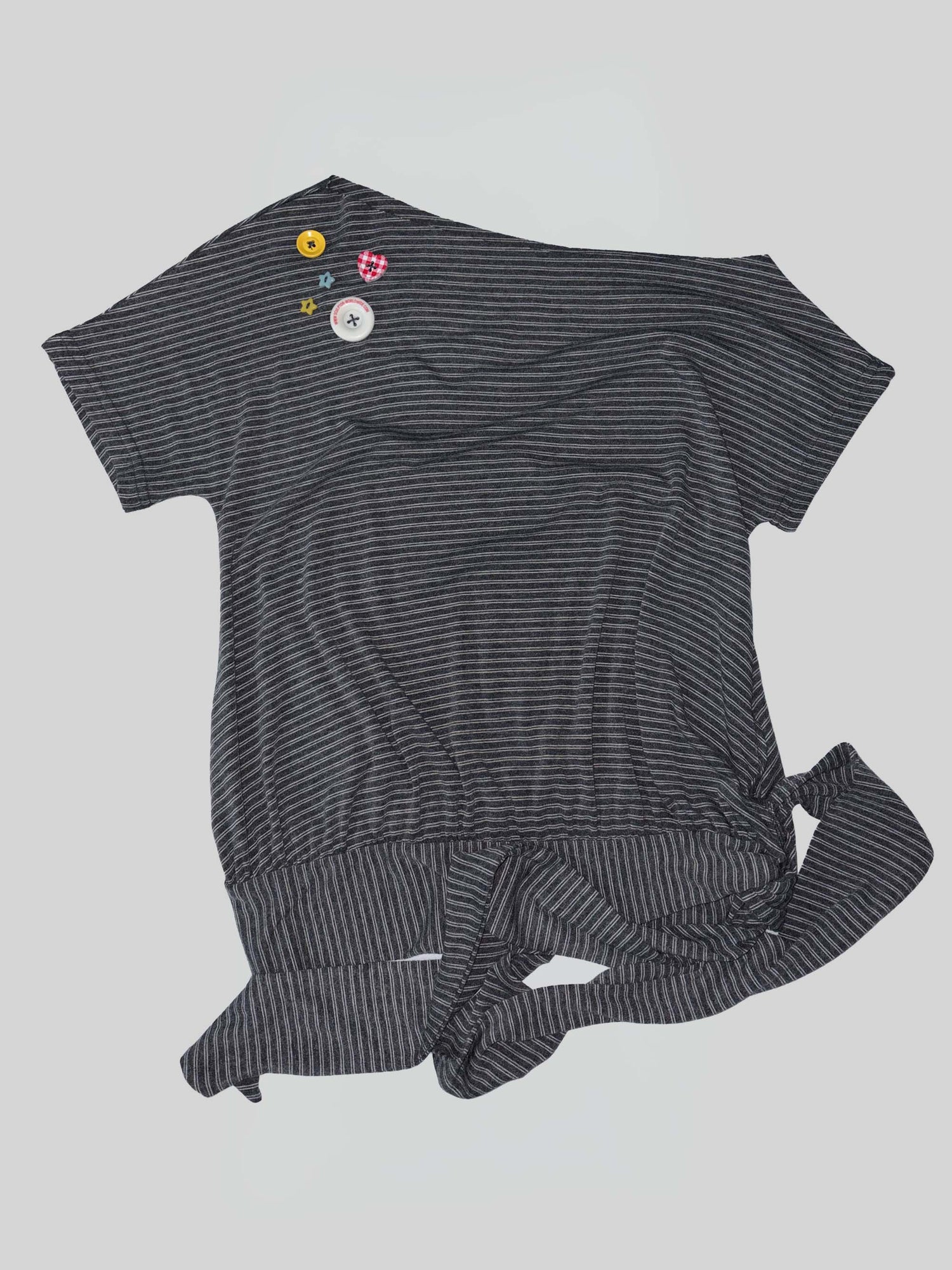 Off-Shoulder Button Tee Melange Gray