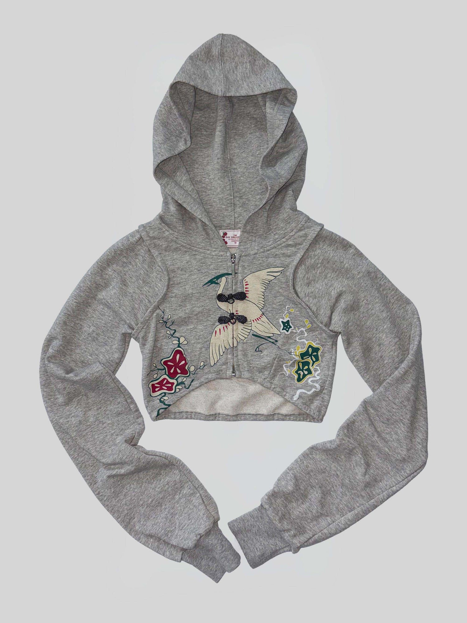 Zen Crop Hooded Zip-Up Melange Gray