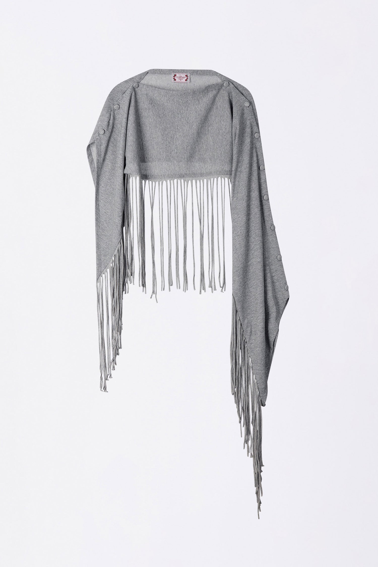 Versatile Fringe Cape Melange Gray