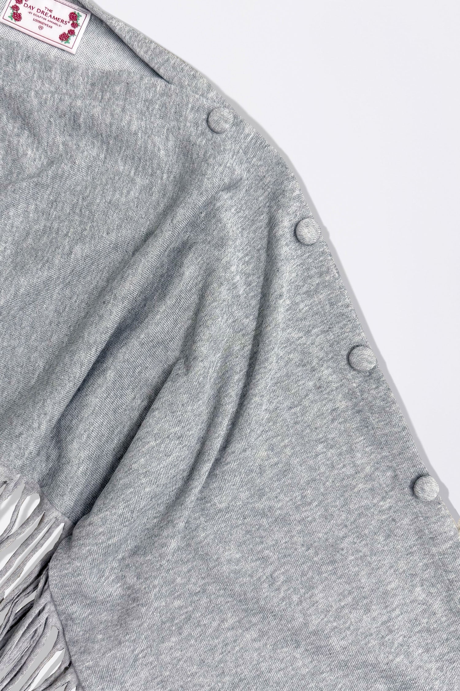 Versatile Fringe Cape Melange Gray