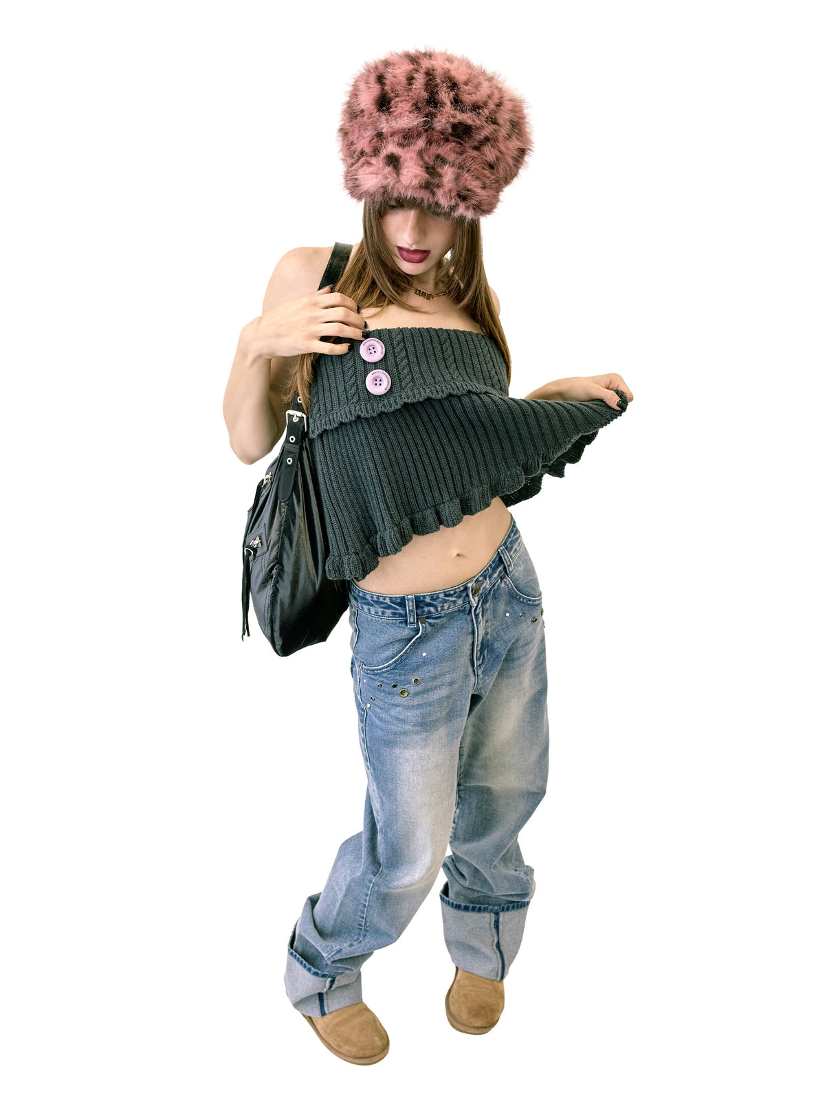 Metallic Hobo Bag Black