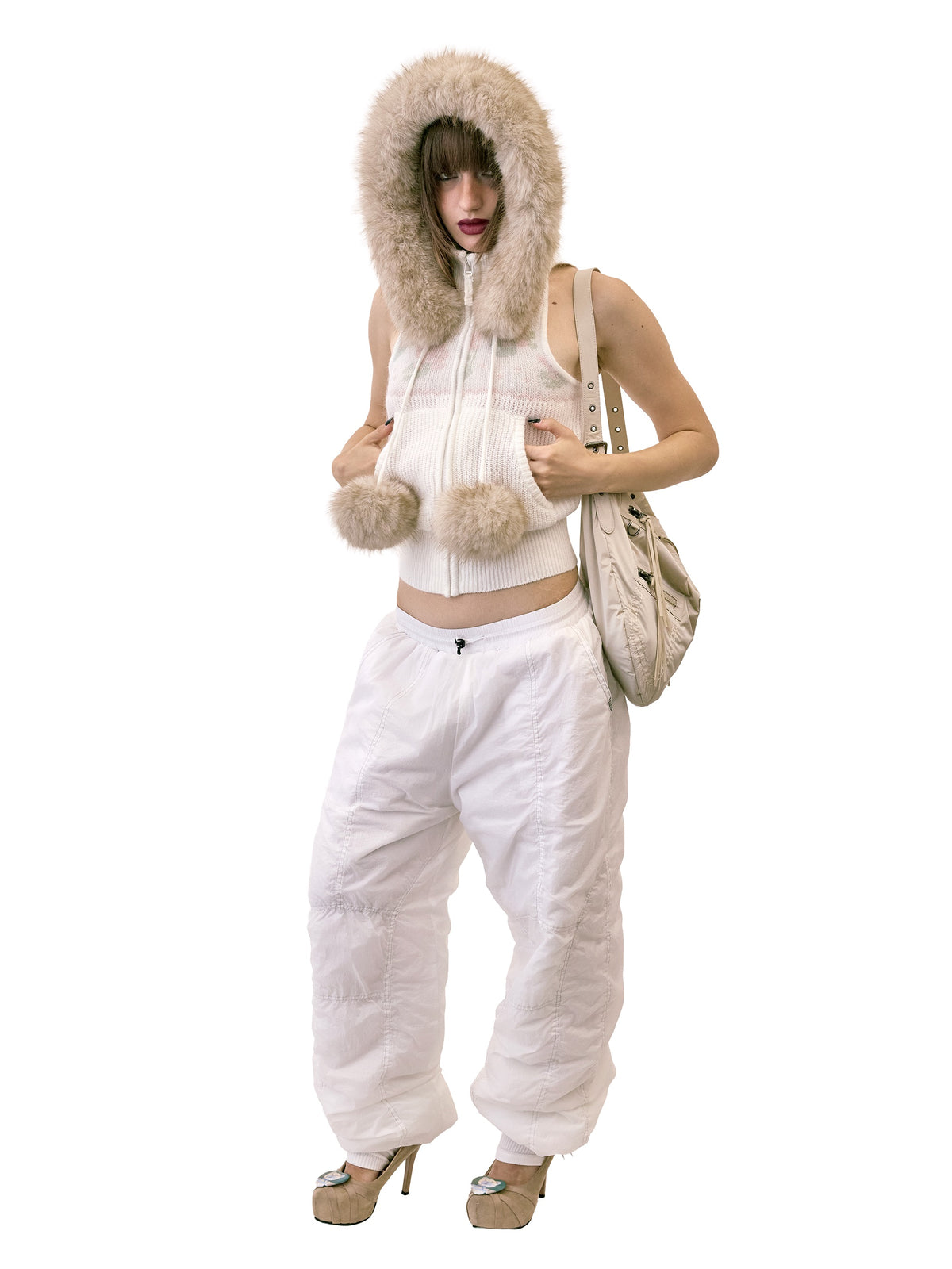 Metallic Hobo Bag Cream