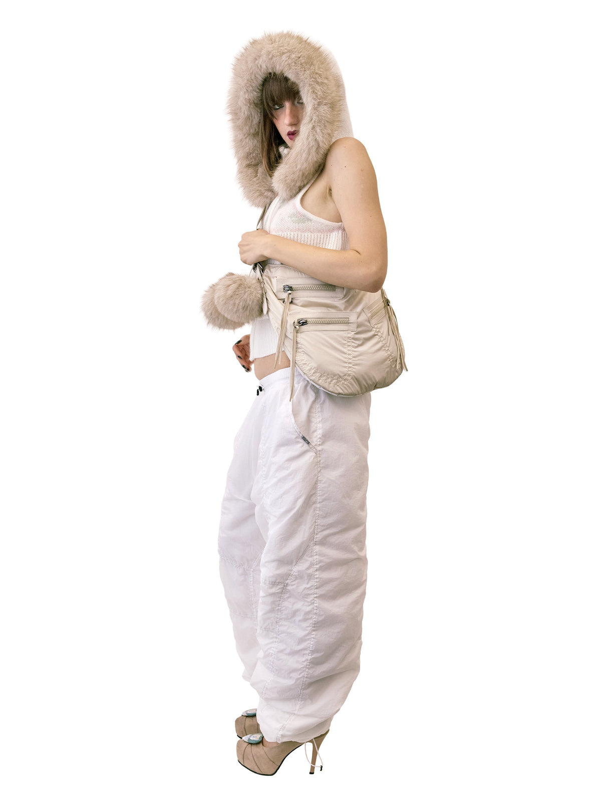 Metallic Hobo Bag Cream