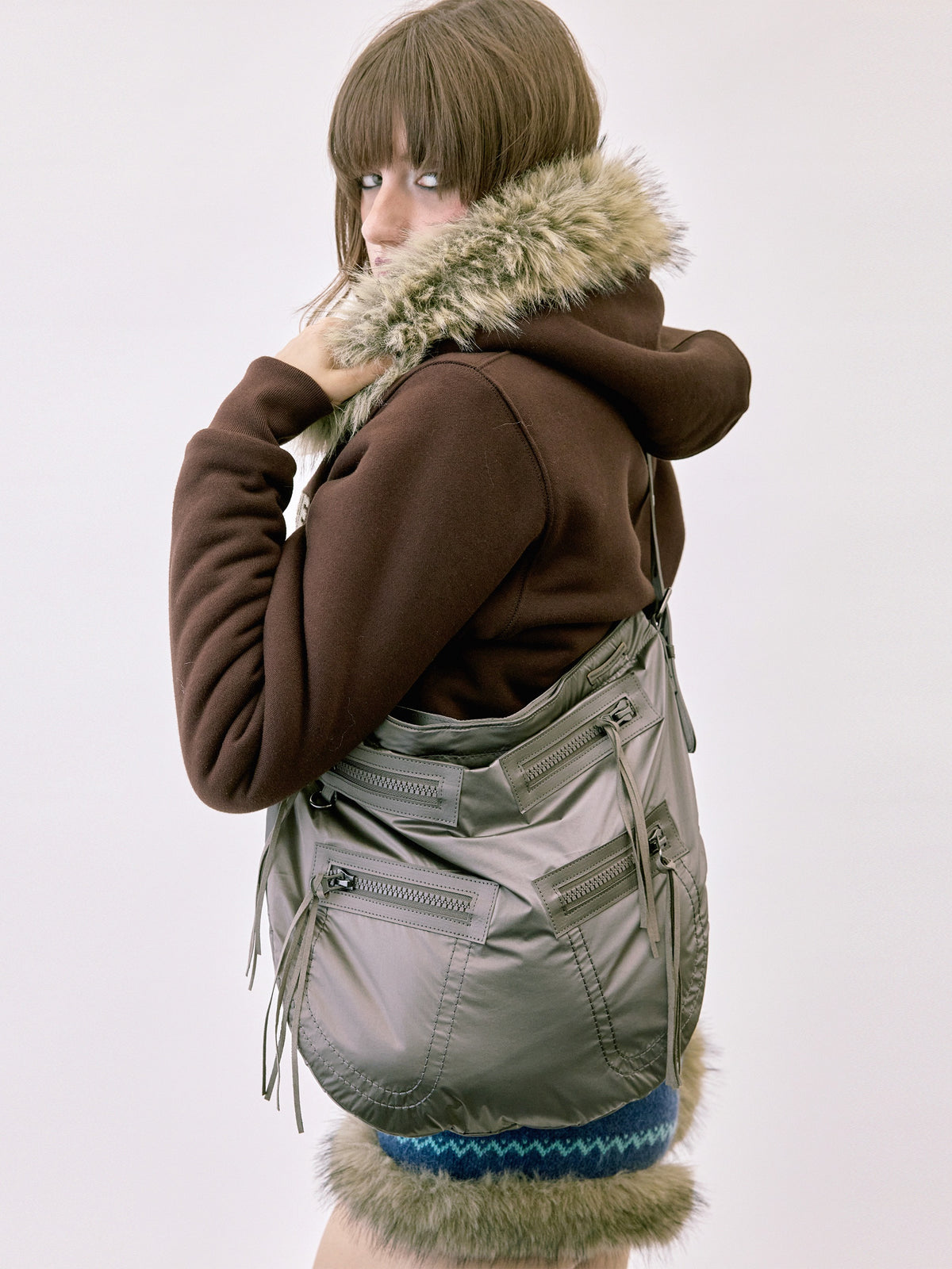 Metallic Hobo Bag Gun Metal